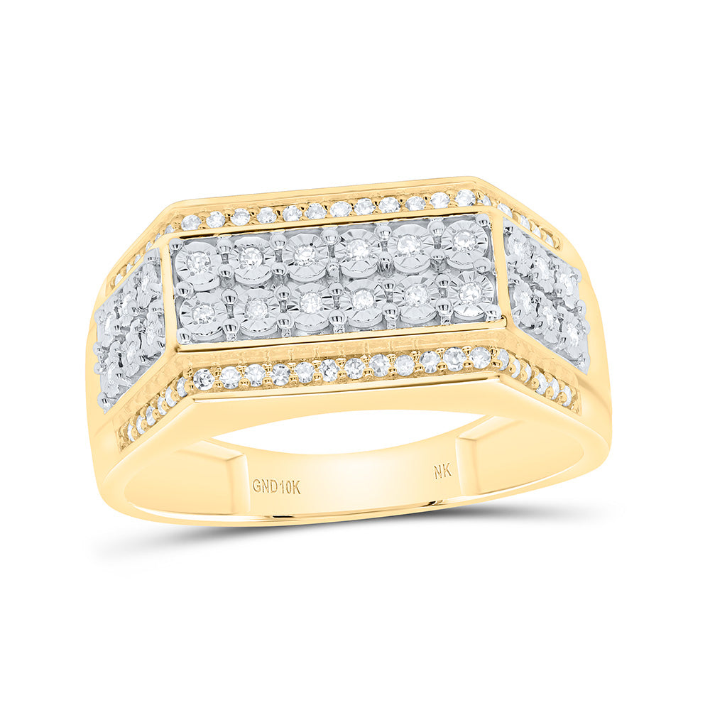 10K Yellow Or White Gold 1/4Cttw Natural Diamond Fanuk Mens Ring
