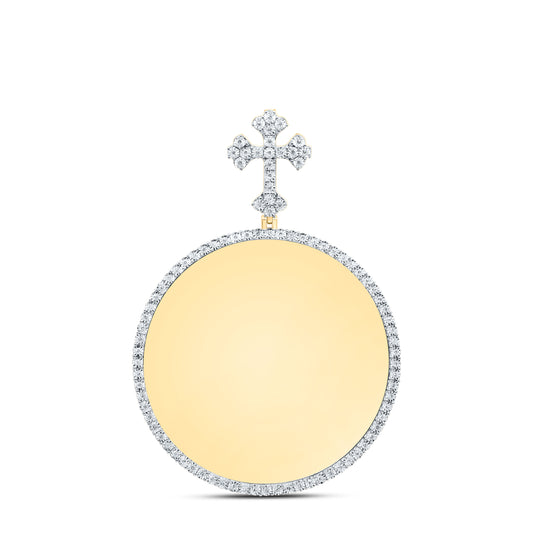 10K Yellow Gold 1/2Cttw Natural Diamond Fanuk Memory Cross Bail Mens Charm
