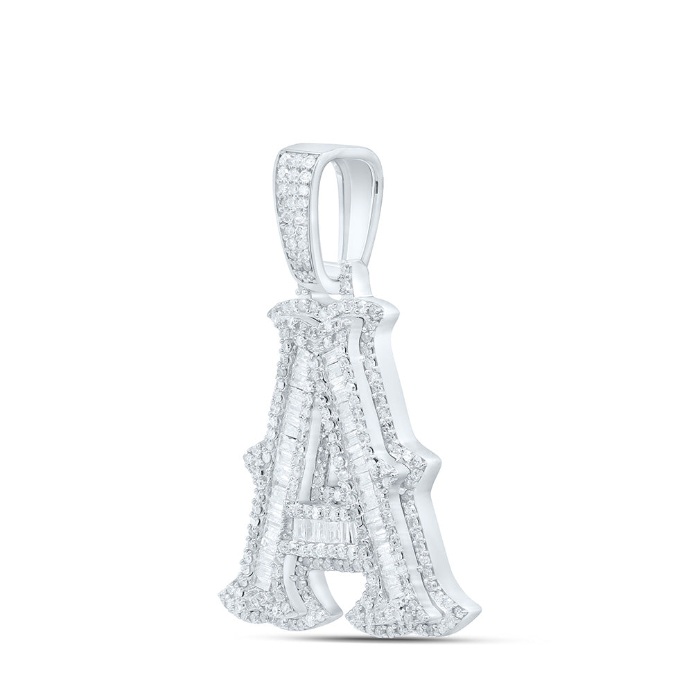 Sterling Silver Natural Diamond (25Mm) Initial Pendant