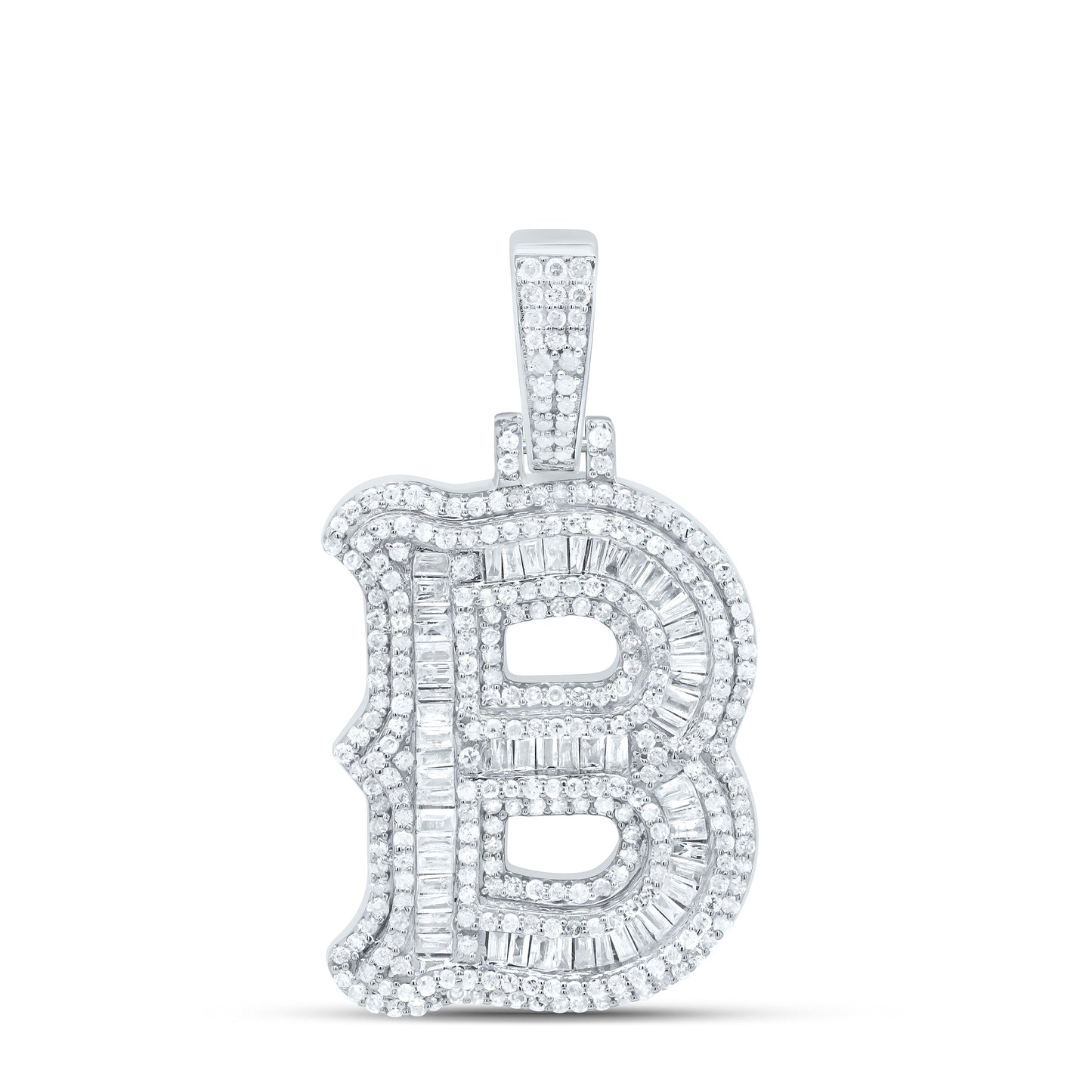 Sterling Silver Natural Diamond (25Mm) Initial Pendant