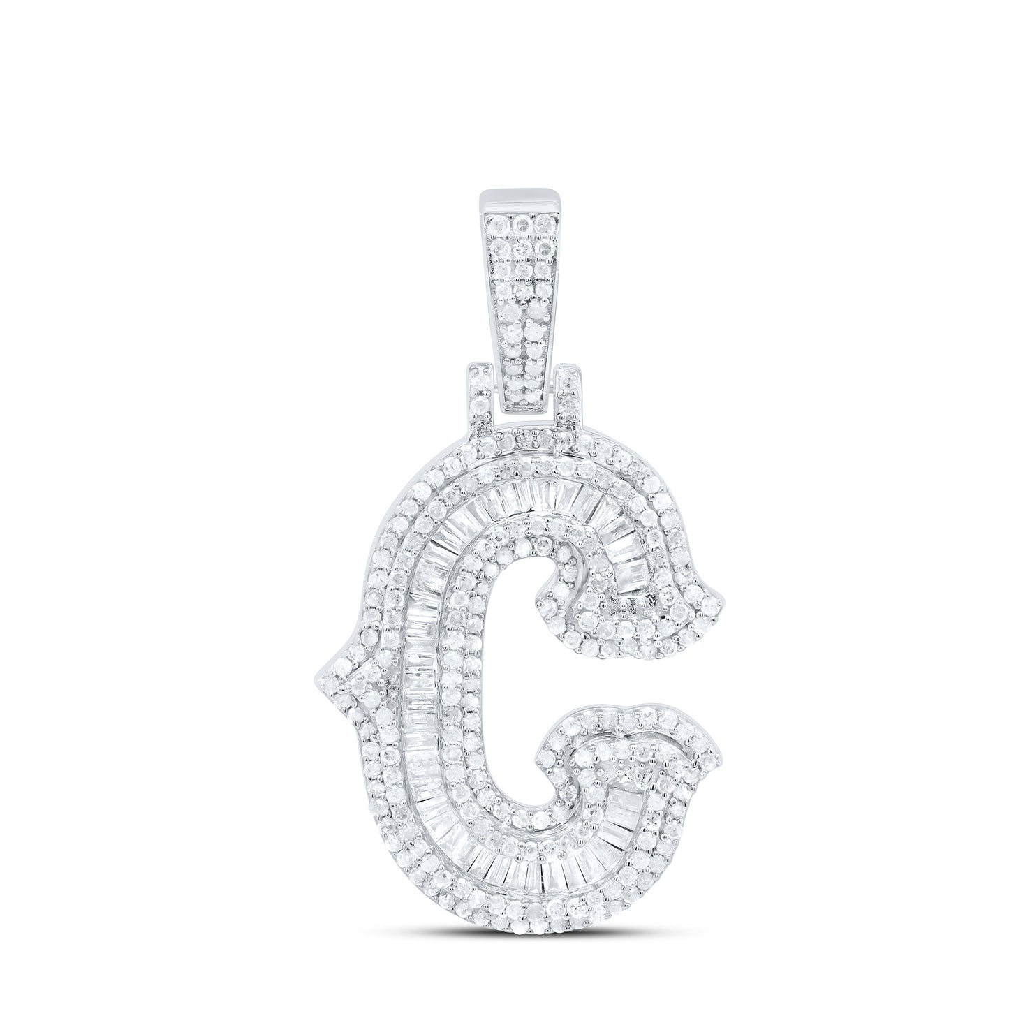 Sterling Silver Natural Diamond Gift (25Mm) Initial Pendant