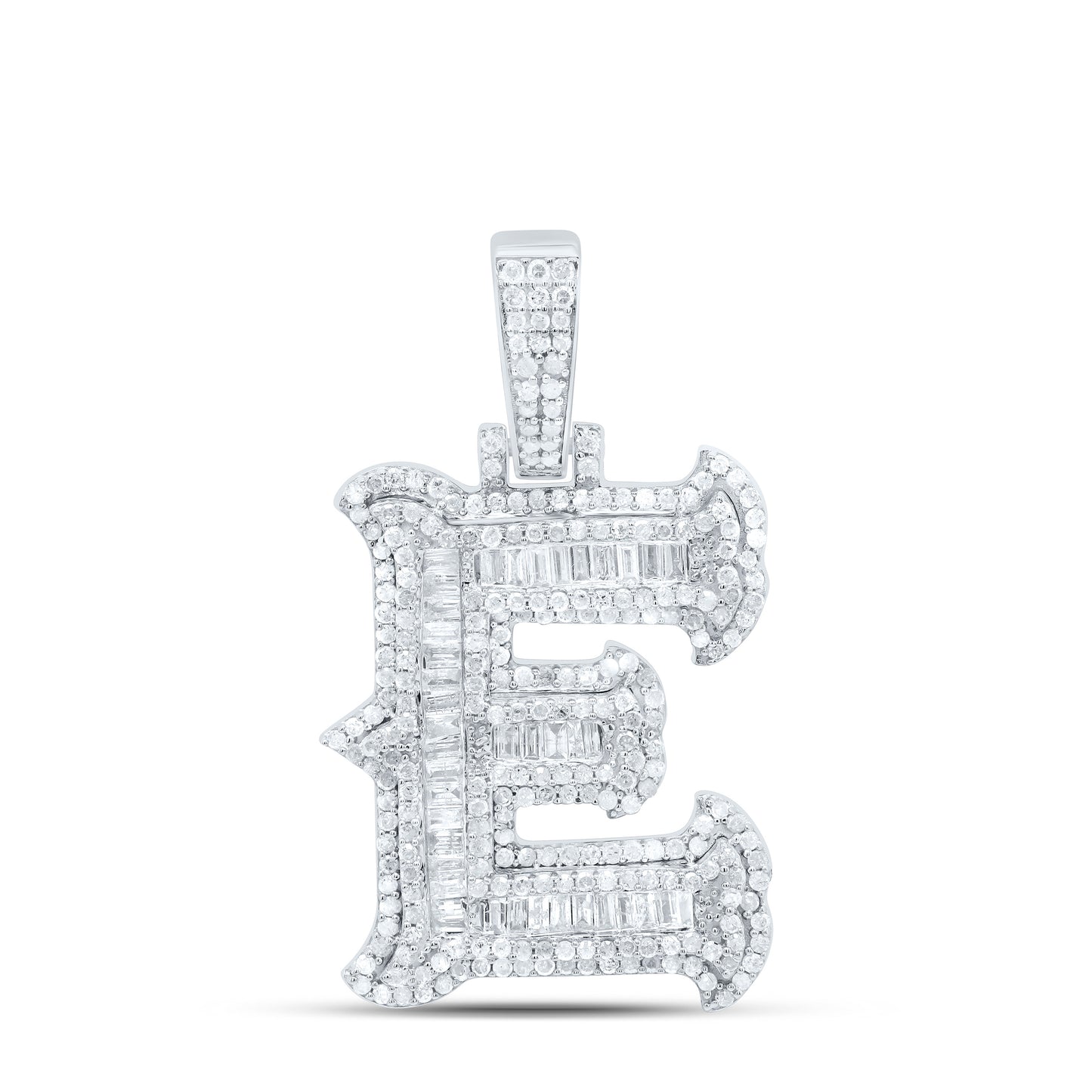 Sterling Silver Natural Diamond Gift (25Mm) Initial Pendant