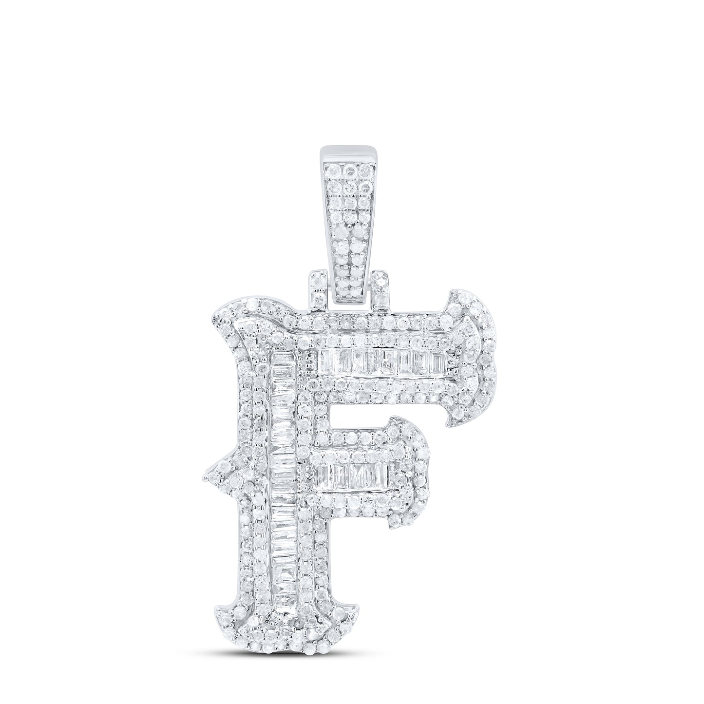 Sterling Silver Natural Diamond Gift (25Mm) Initial Pendant