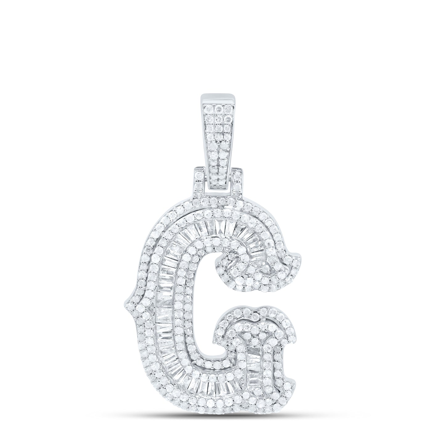 Sterling Silver Natural Diamond Gift (25Mm) Initial Pendant