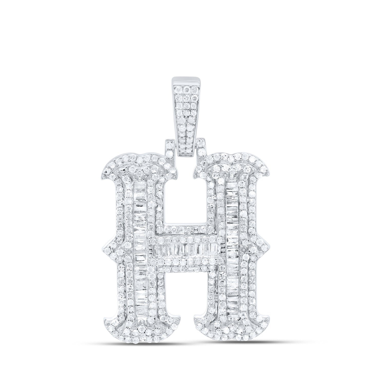 Sterling Silver Natural Diamond Gift (25Mm) Initial Pendant