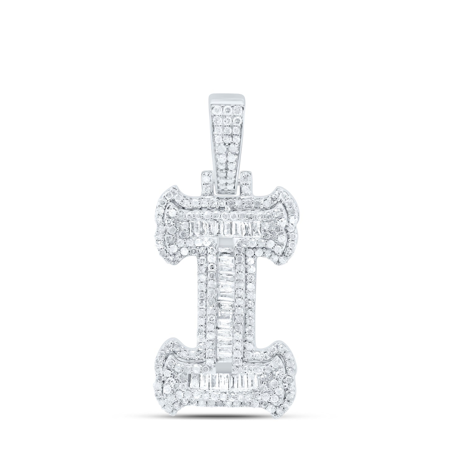 Sterling Silver Natural Diamond Gift (25Mm) Initial Pendant