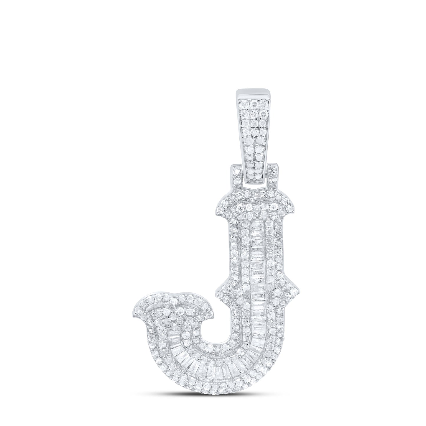 Sterling Silver Natural Diamond Gift (25Mm) Initial Pendant