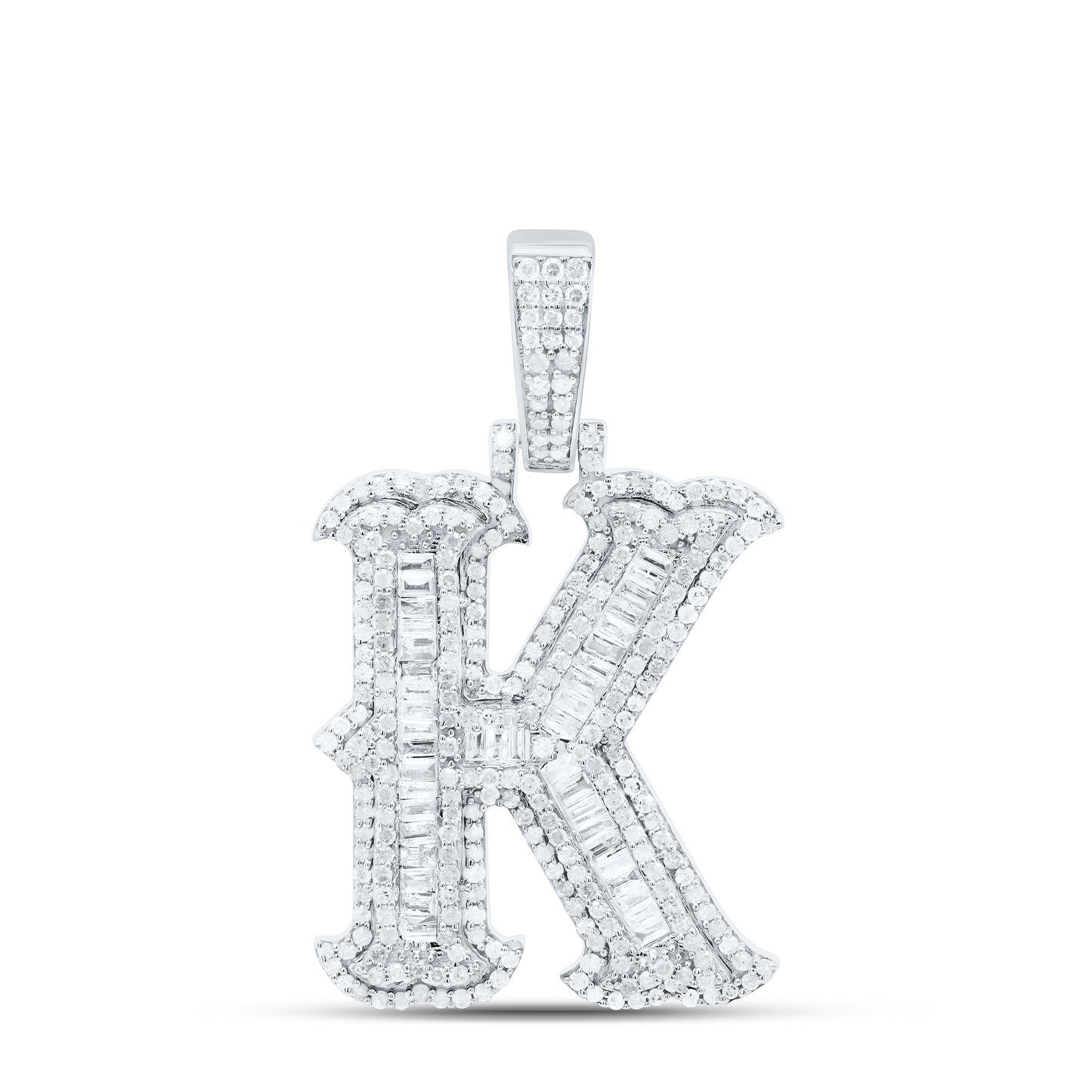 Sterling Silver Natural Diamond Gift (25Mm) Initial Pendant