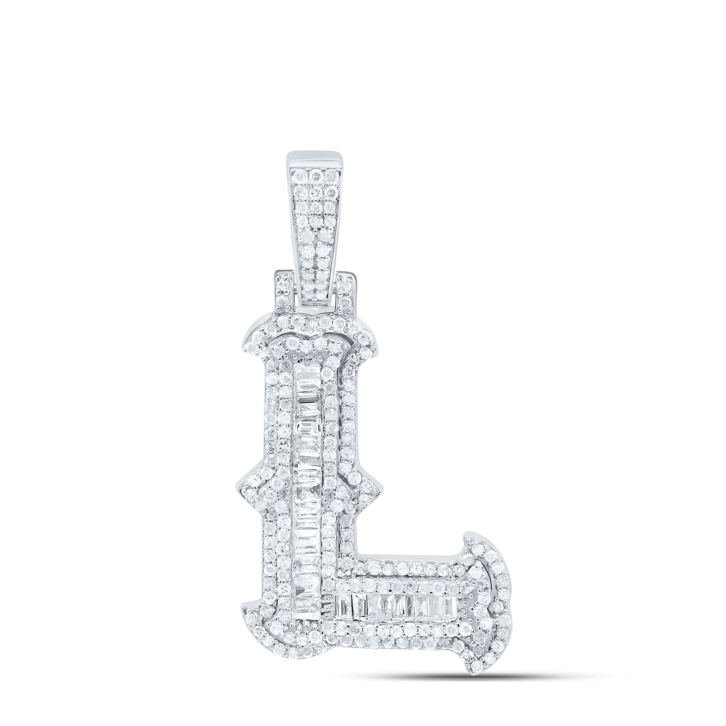 Sterling Silver Natural Diamond Gift (25Mm) Initial Pendant