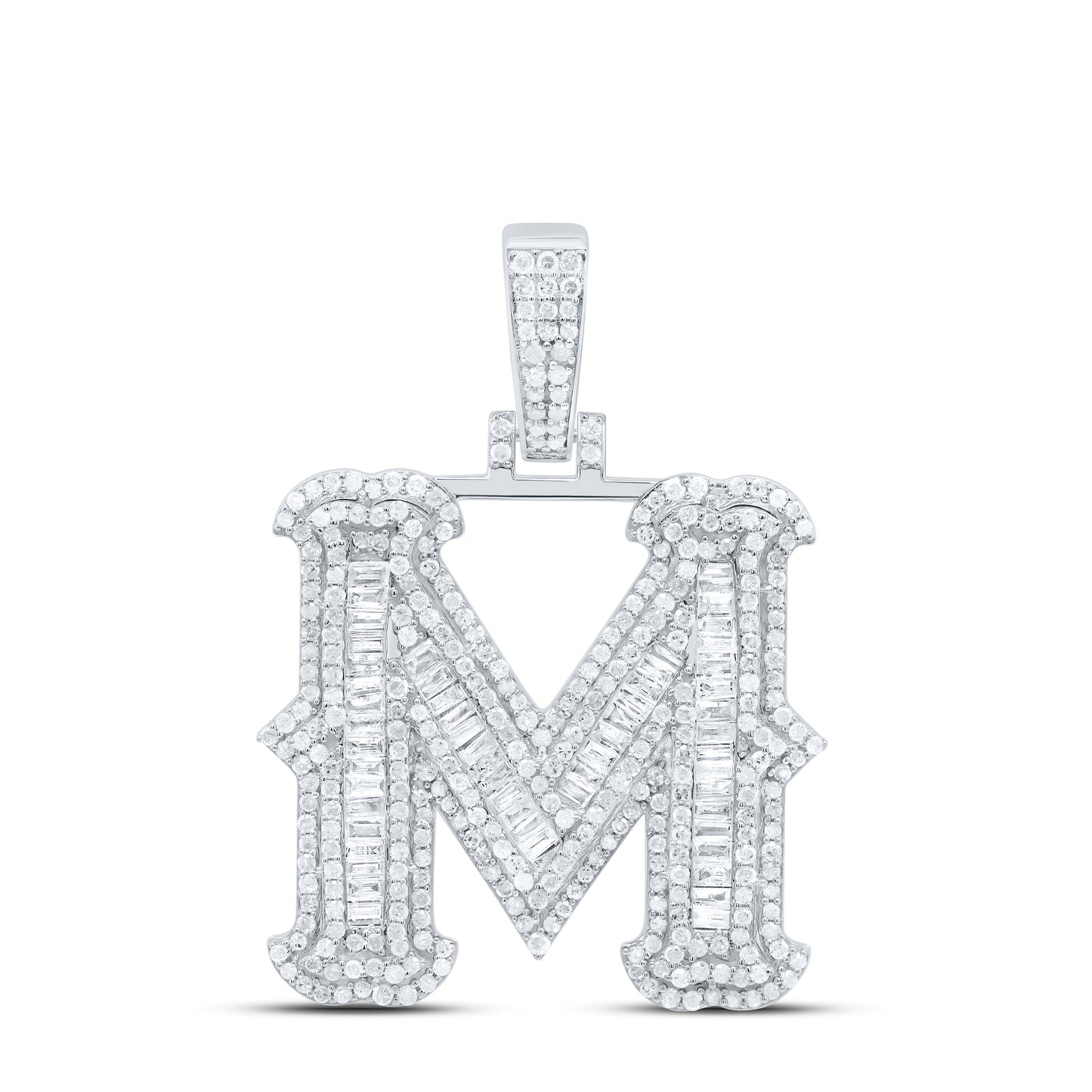 Sterling Silver Natural Diamond (25Mm) Initial Pendant