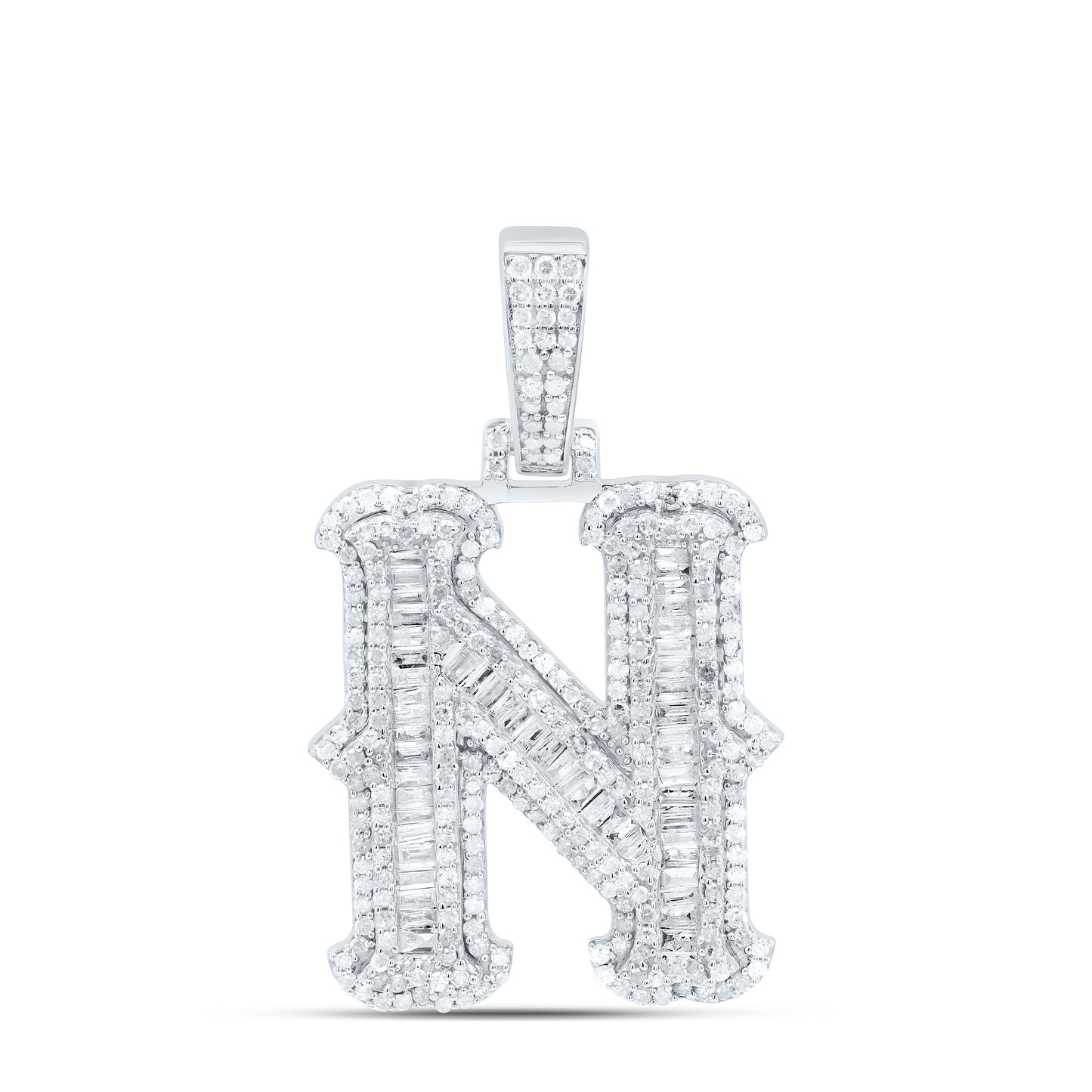 Sterling Silver Natural Diamond Gift (25Mm) Initial Pendant