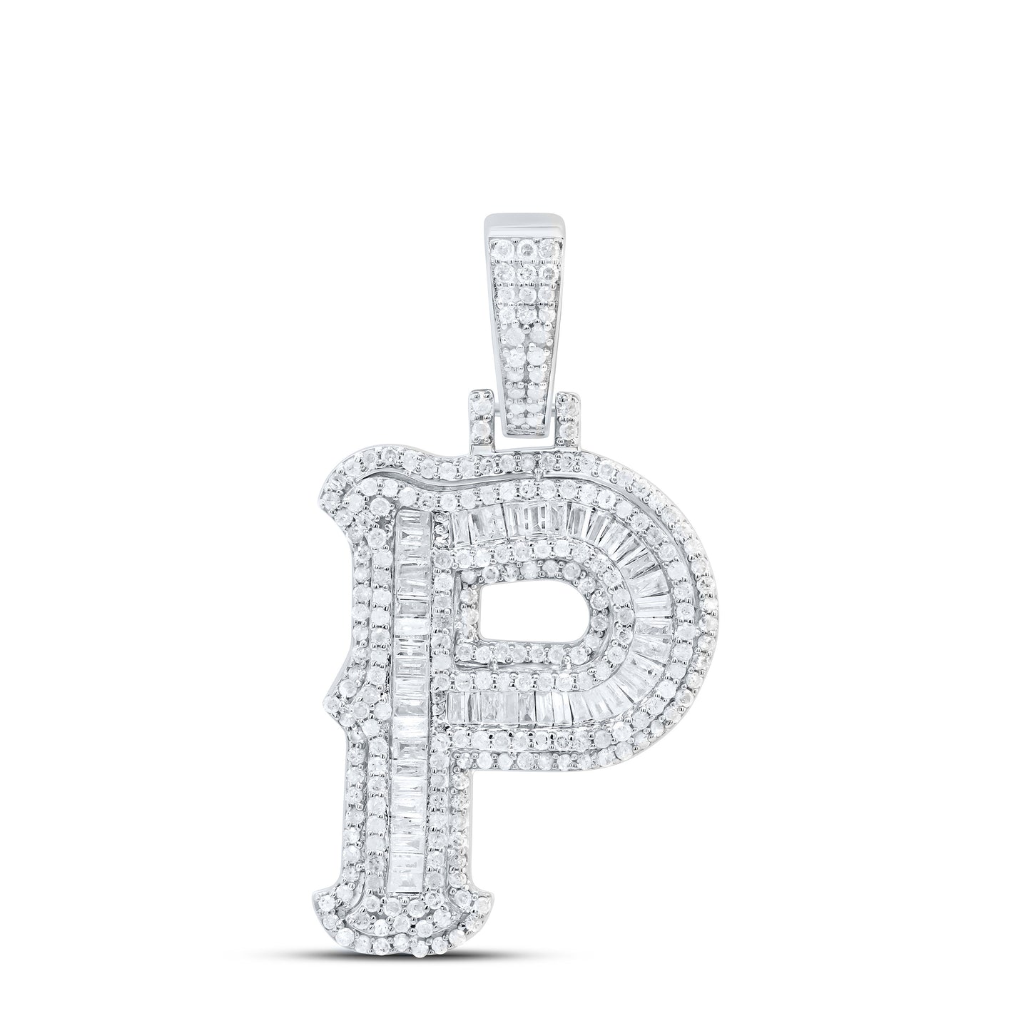 Sterling Silver Natural Diamond Gift (25Mm) Initial Pendant
