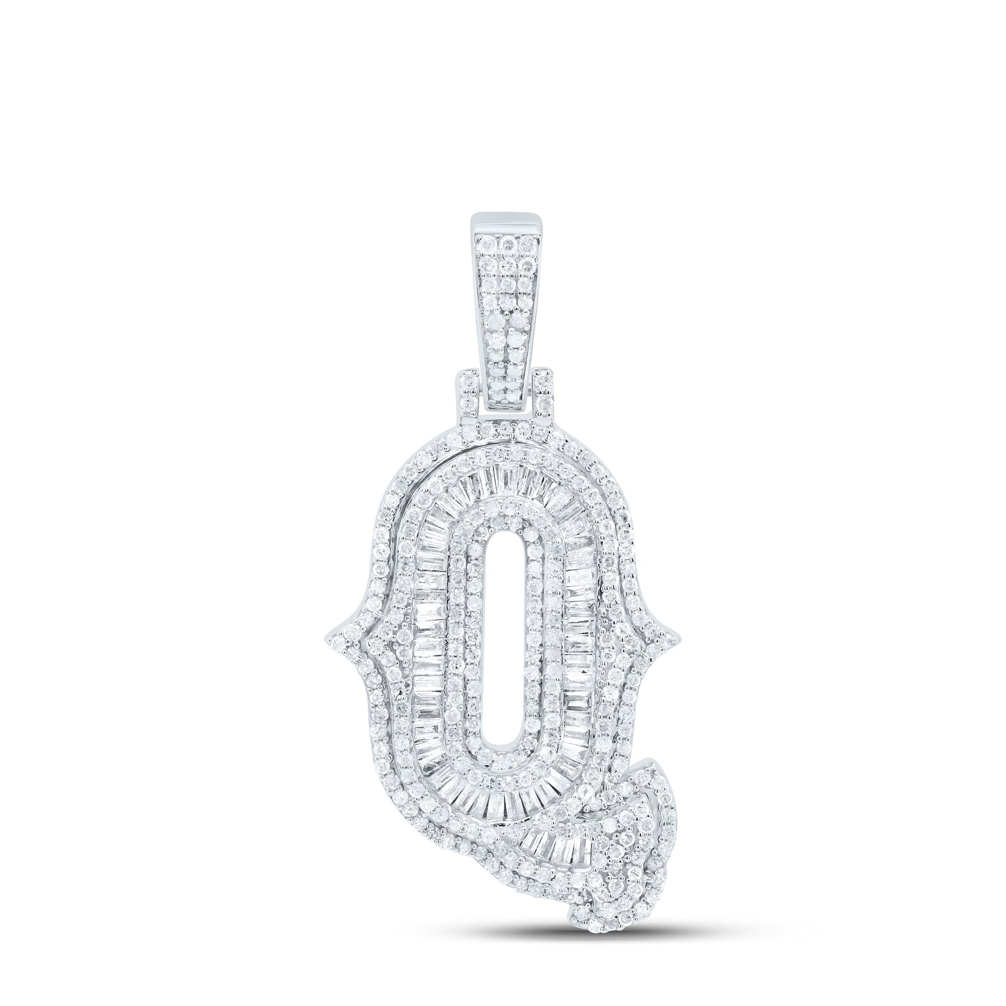 Sterling Silver Natural Diamond Gift (25Mm) Initial Pendant