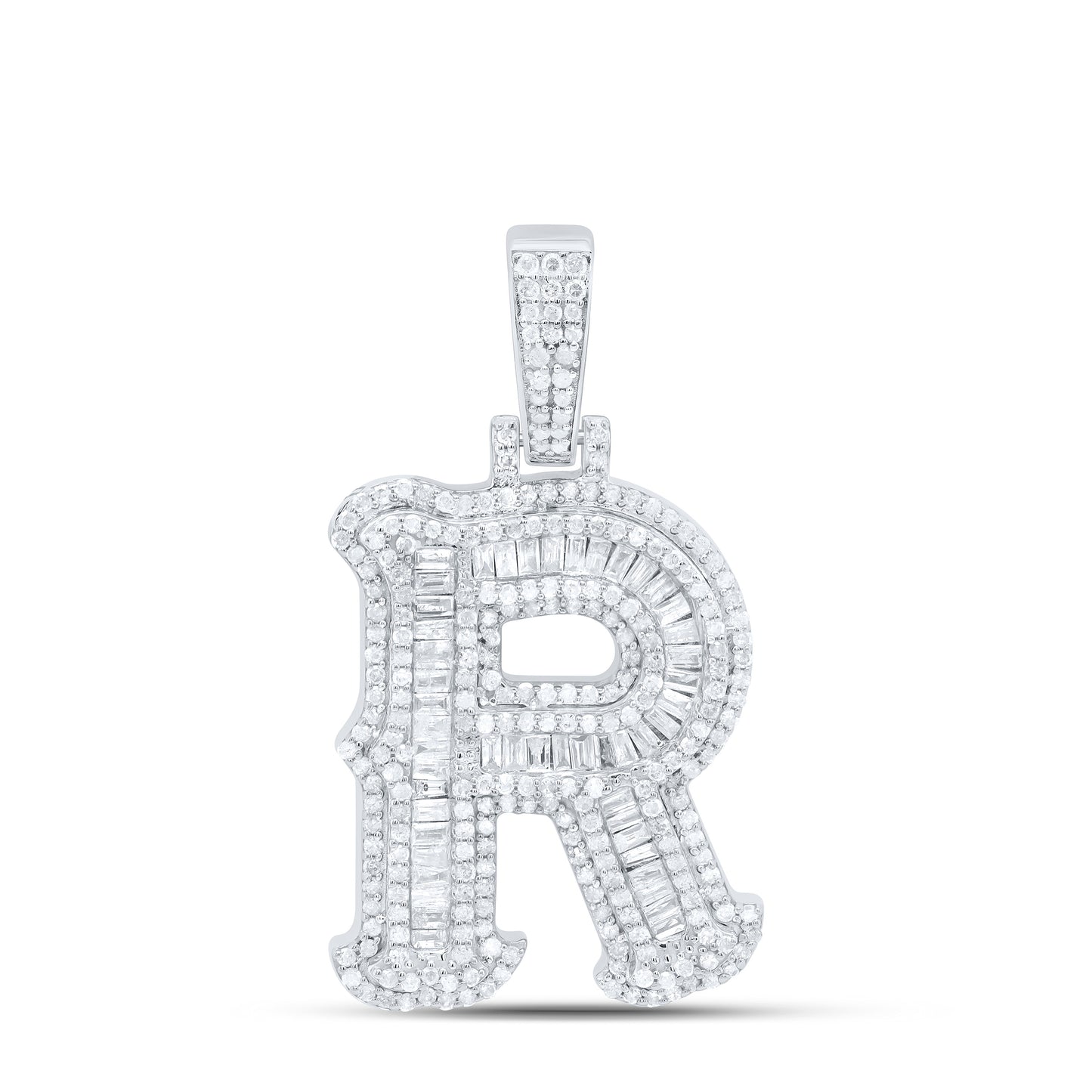 Sterling Silver Natural Diamond Gift (25Mm) Initial Pendant