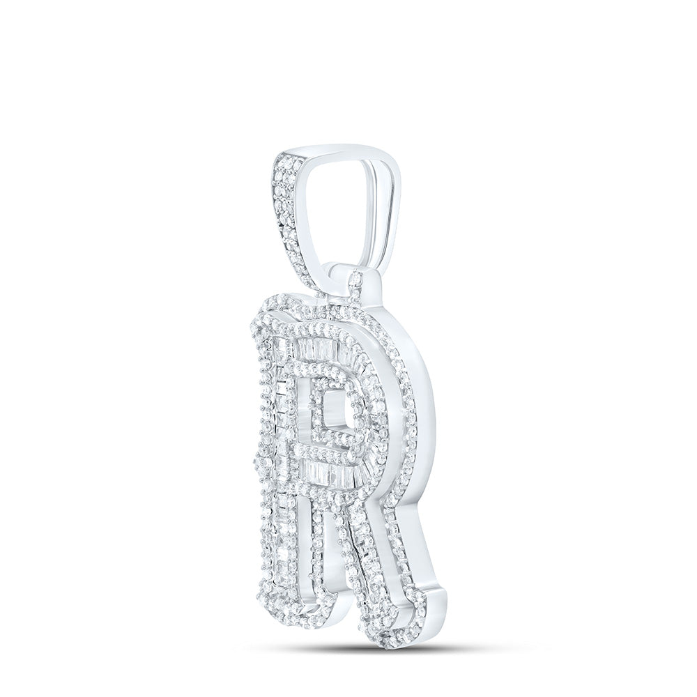 Sterling Silver Natural Diamond Gift (25Mm) Initial Pendant