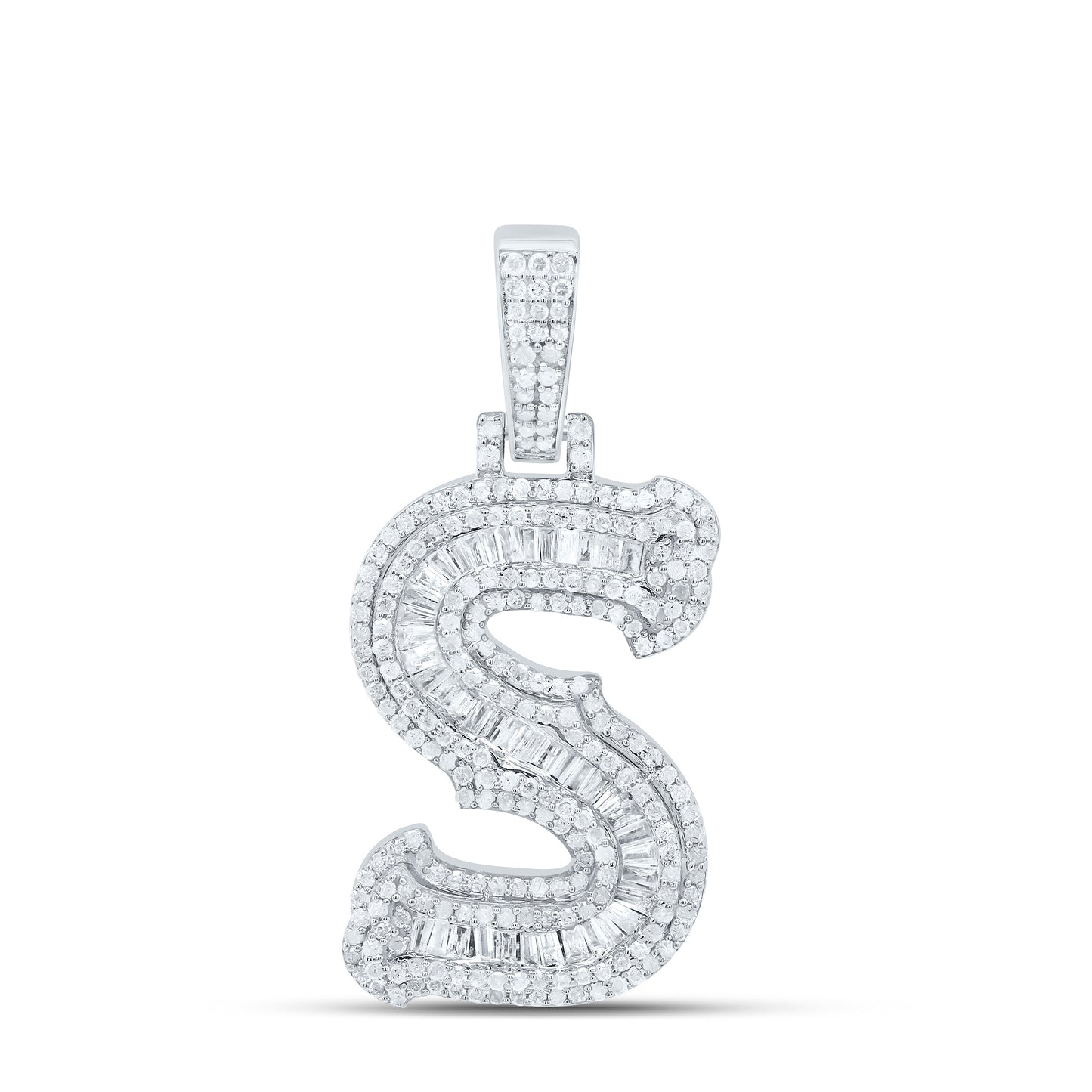 Sterling Silver Natural Diamond Gift (25Mm) Initial Pendant