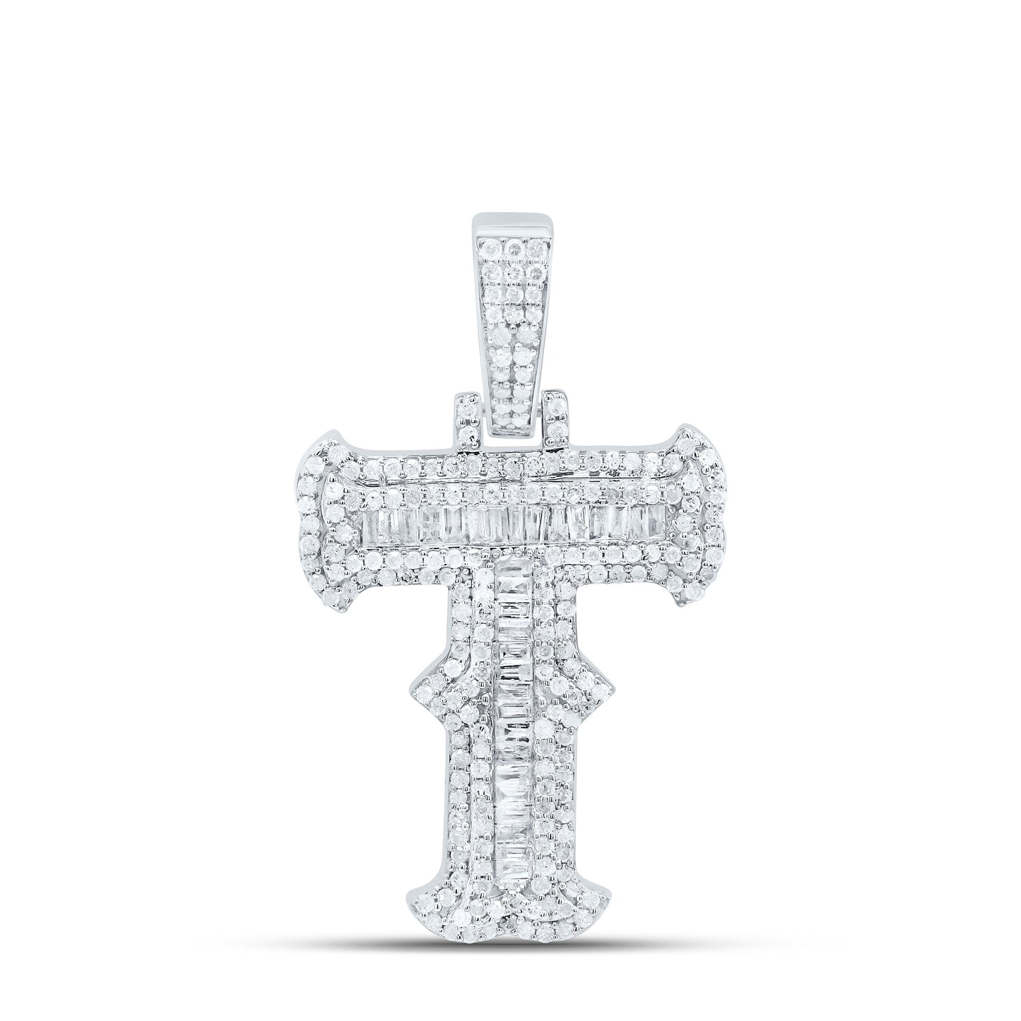 Sterling Silver Natural Diamond Gift (25Mm) Initial Pendant