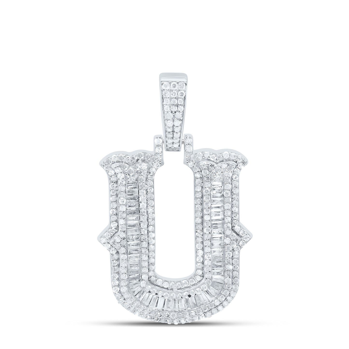 Sterling Silver Natural Diamond Gift (25Mm) Initial Pendant