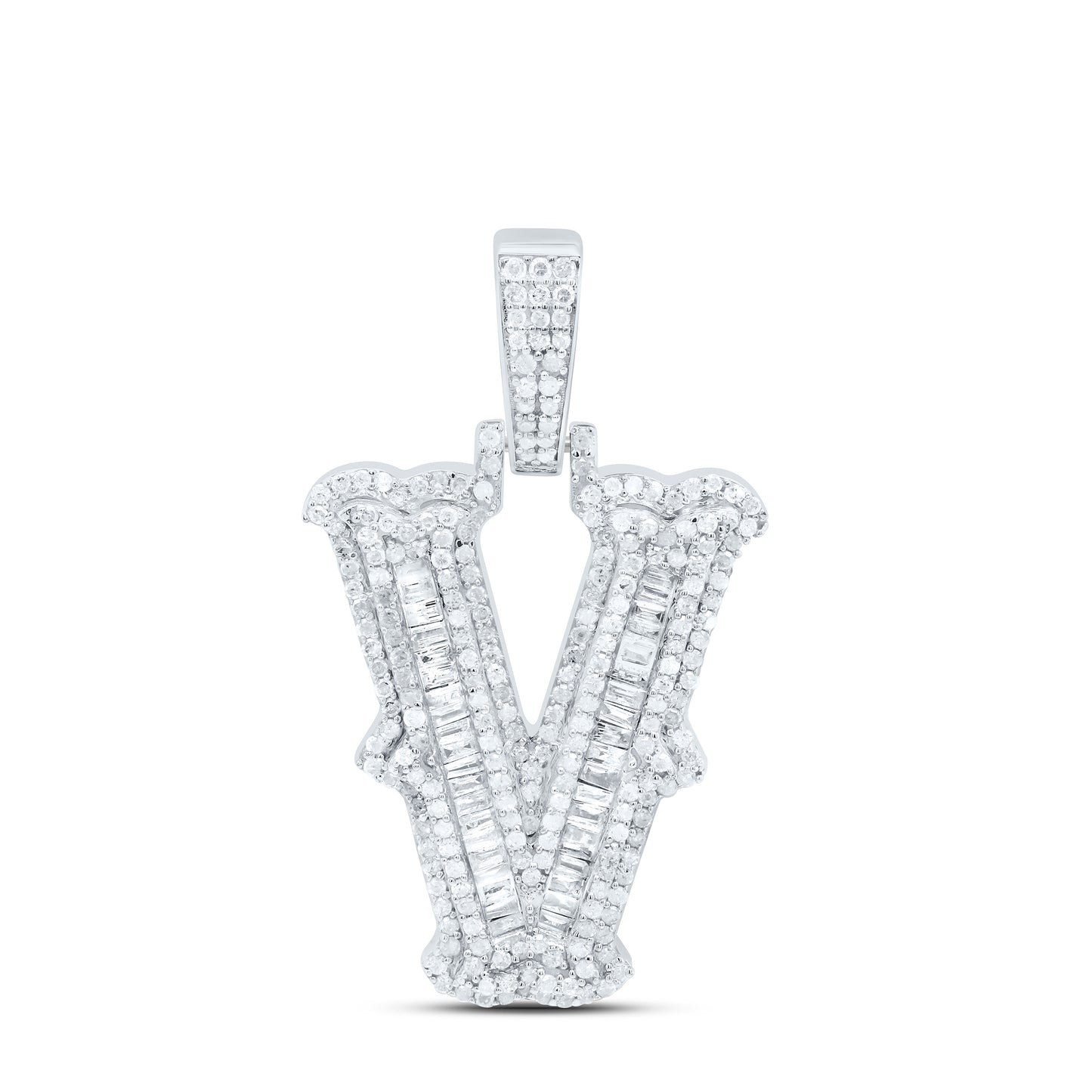 Sterling Silver Natural Diamond Gift (25Mm) Initial Pendant