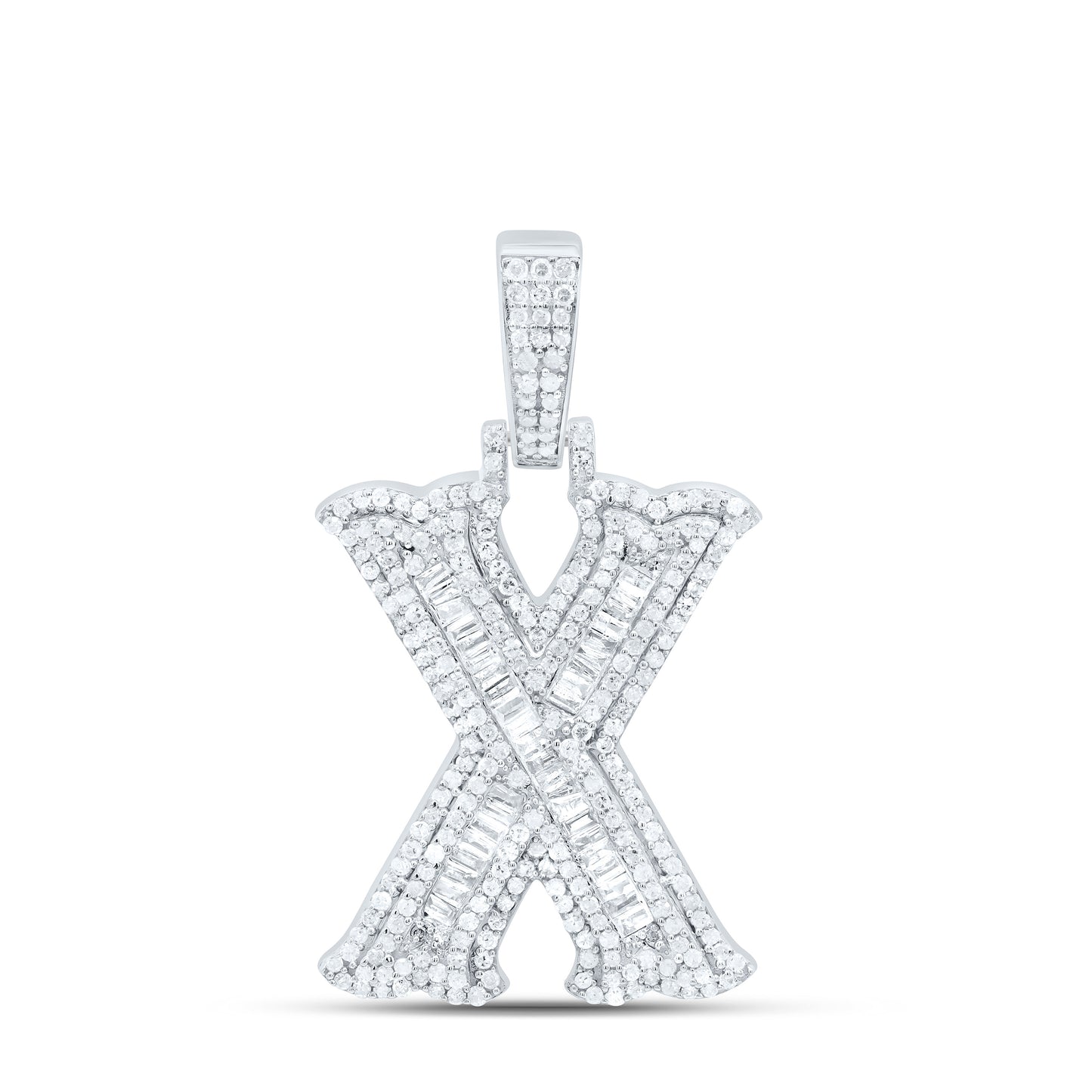 Sterling Silver Natural Diamond Gift (25Mm) Initial Pendant