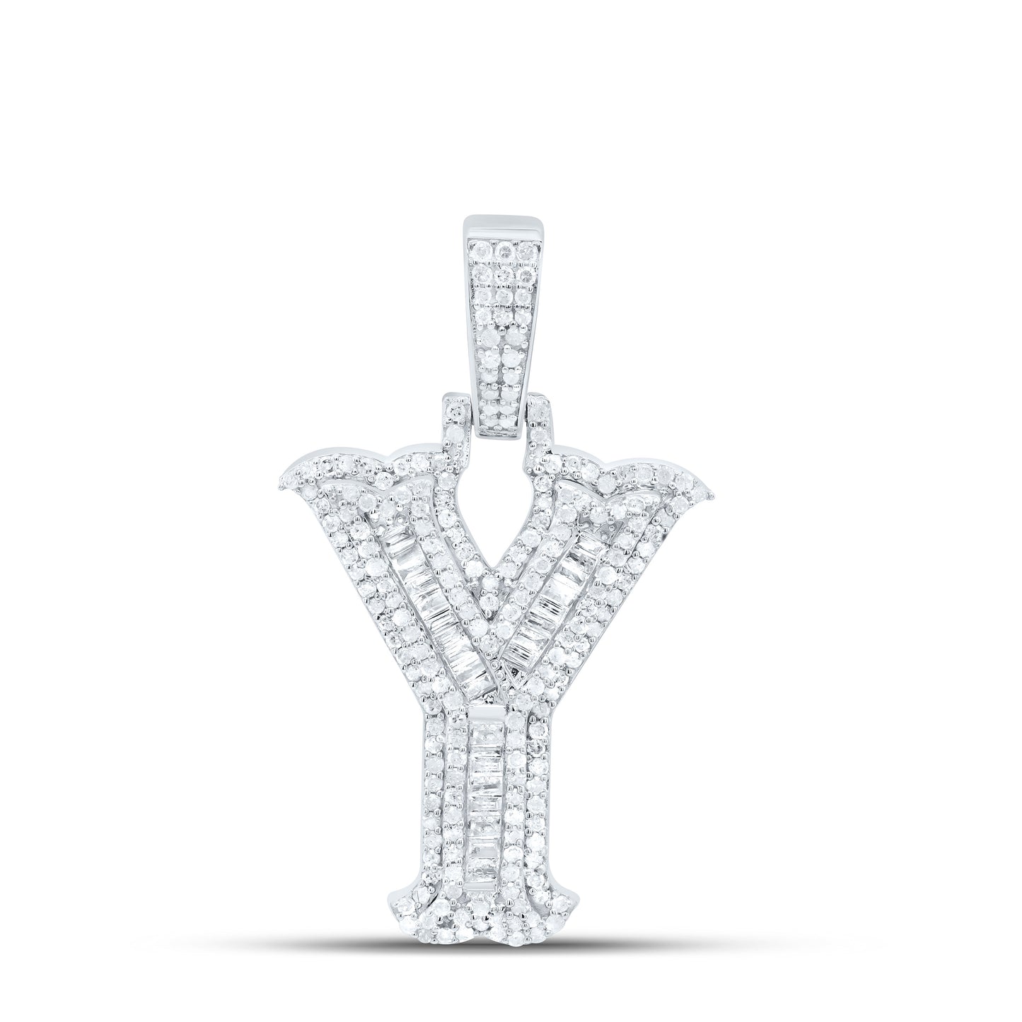 Sterling Silver Natural Diamond Gift (25Mm) Initial Pendant