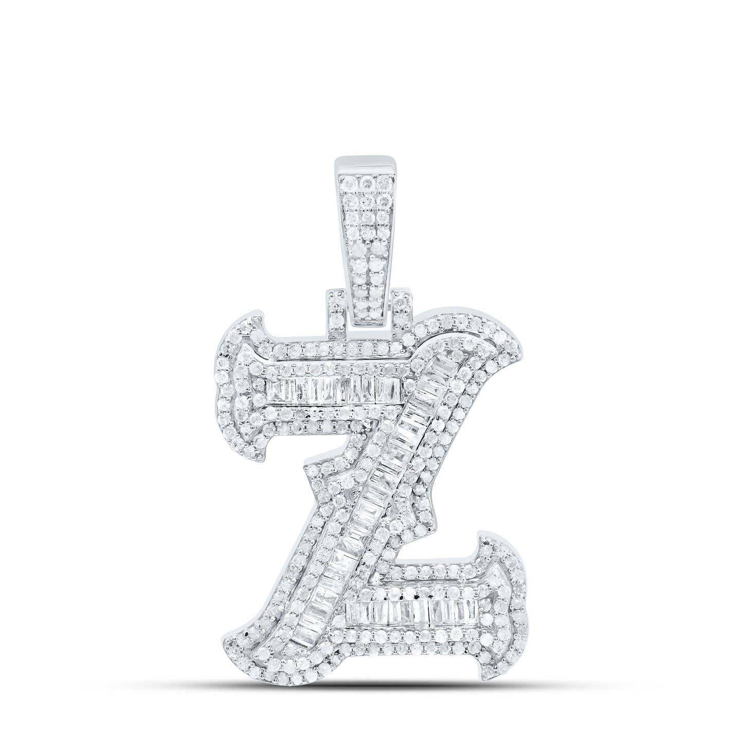 Sterling Silver Natural Diamond Gift (25Mm) Initial Pendant
