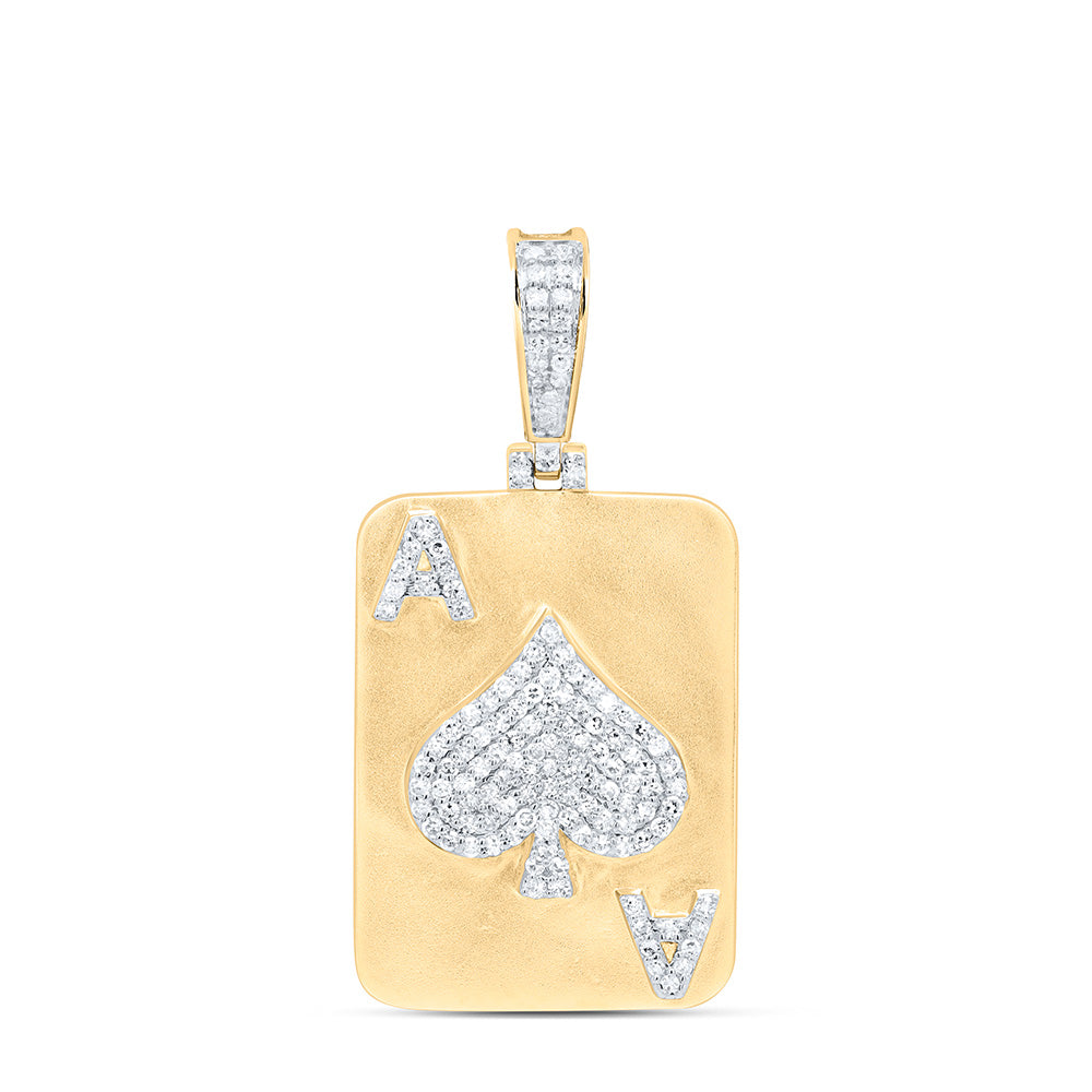 10K Yellow Gold 1/2Cttw Natural Diamond "Ace" Mens Charm