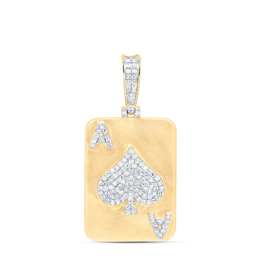 10K Yellow Gold 1/2Cttw Natural Diamond "Ace" Mens Charm