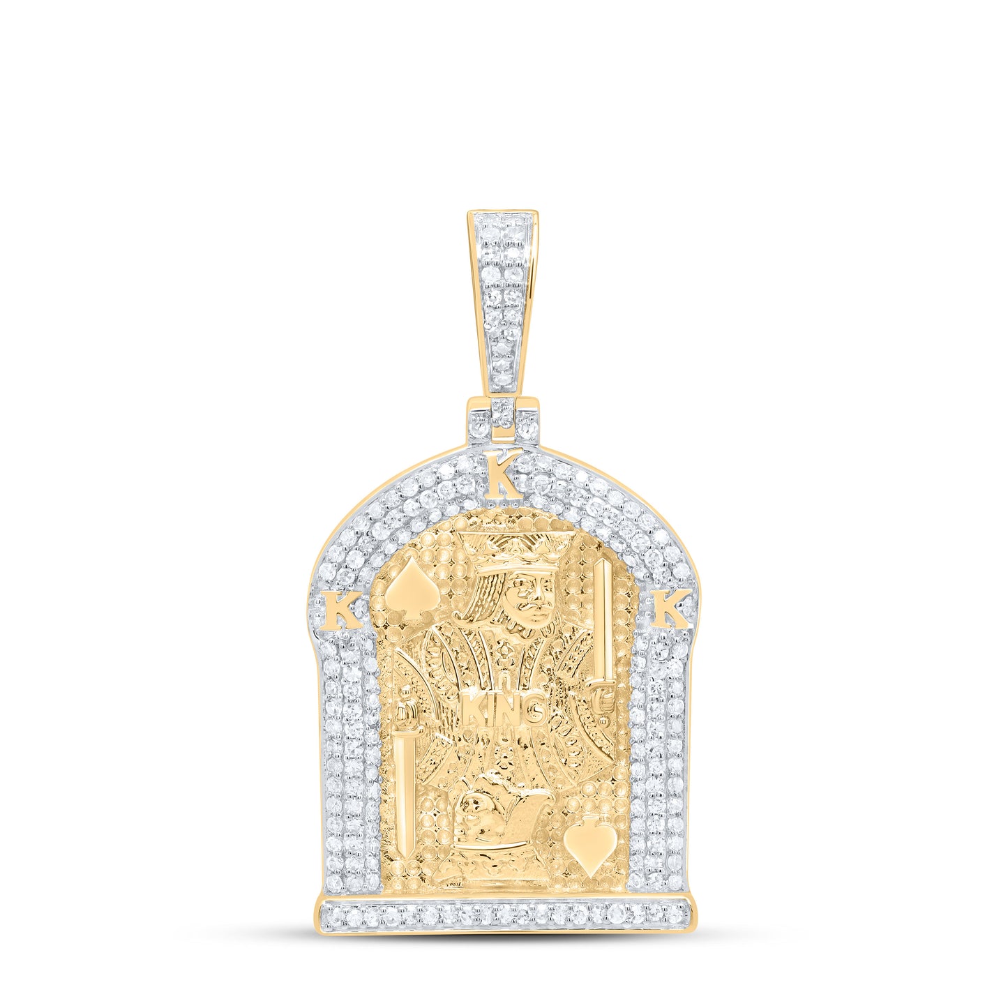 10K Yellow Gold 5/8Cttw Natural Diamond "King" Mens Charm