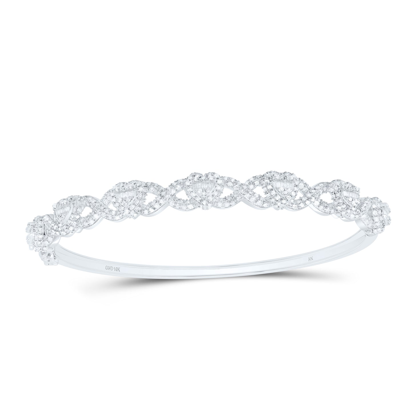 10K Or 14K Yellow Or White Gold 1 1/2Cttw Natural Diamond Fashion Infinity Heart Bangle (65X55Mm)