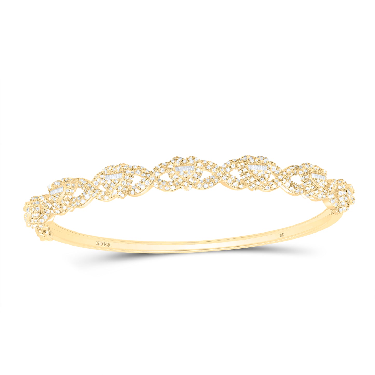 10K Or 14K Yellow Or White Gold 1 1/2Cttw Natural Diamond Fashion Infinity Heart Bangle (65X55Mm)