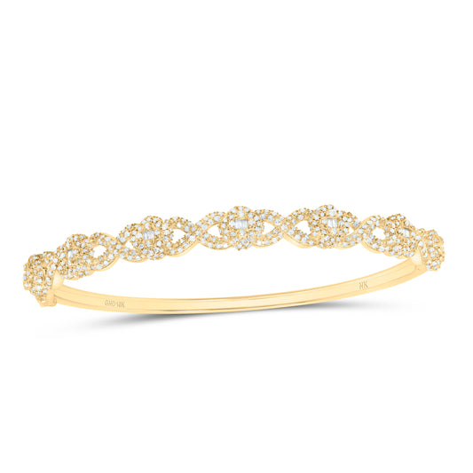 10K Or 14K Yellow Or White Gold 1 5/8Cttw Natural Diamond Fashion Infinity Clover Bangle (65X55Mm)