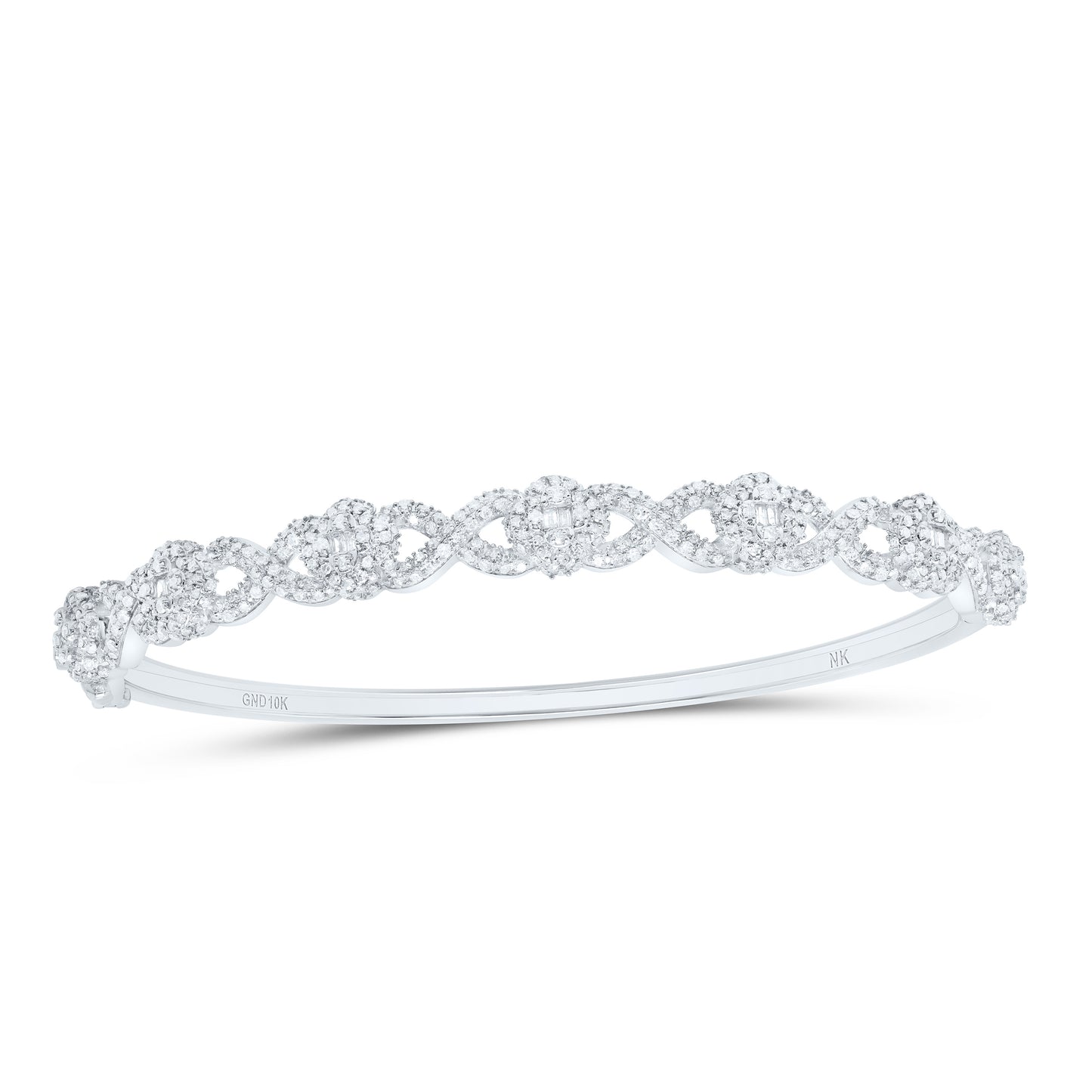10K Or 14K Yellow Or White Gold 1 5/8Cttw Natural Diamond Fashion Infinity Clover Bangle (65X55Mm)