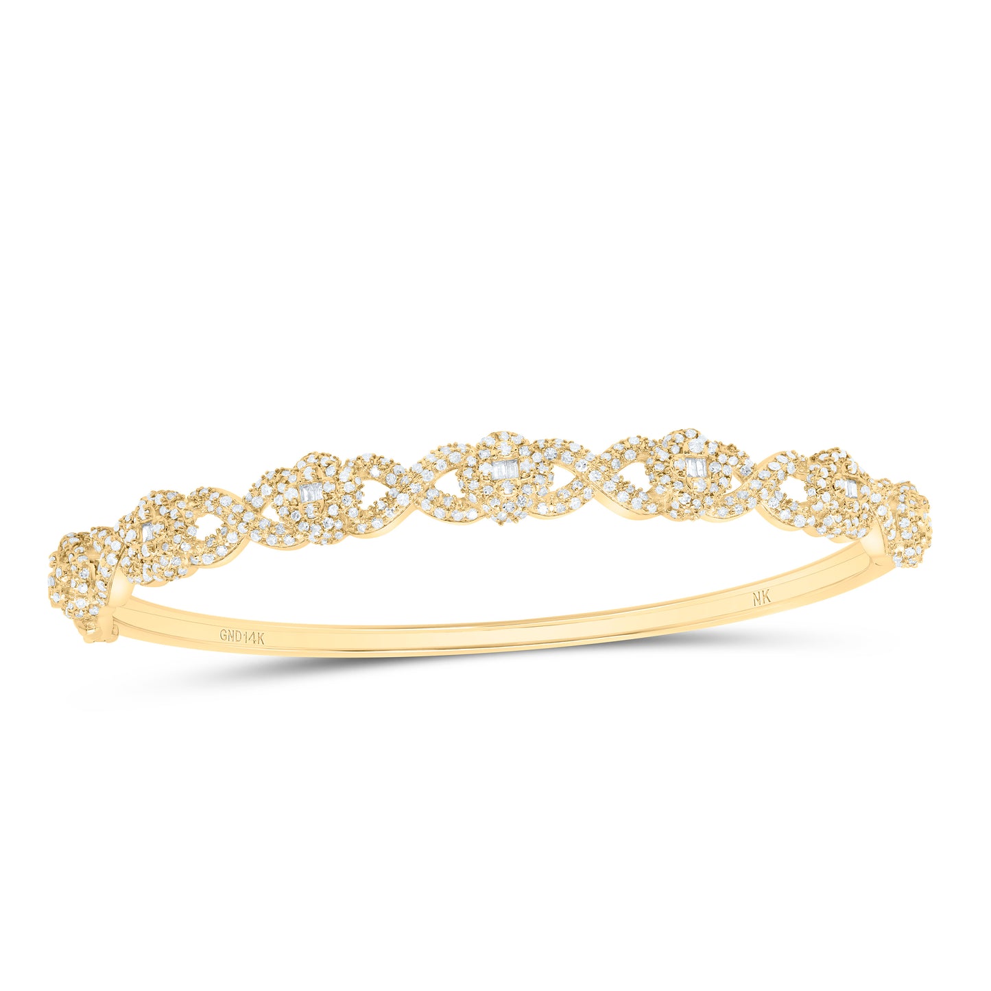10K Or 14K Yellow Or White Gold 1 5/8Cttw Natural Diamond Fashion Infinity Clover Bangle (65X55Mm)