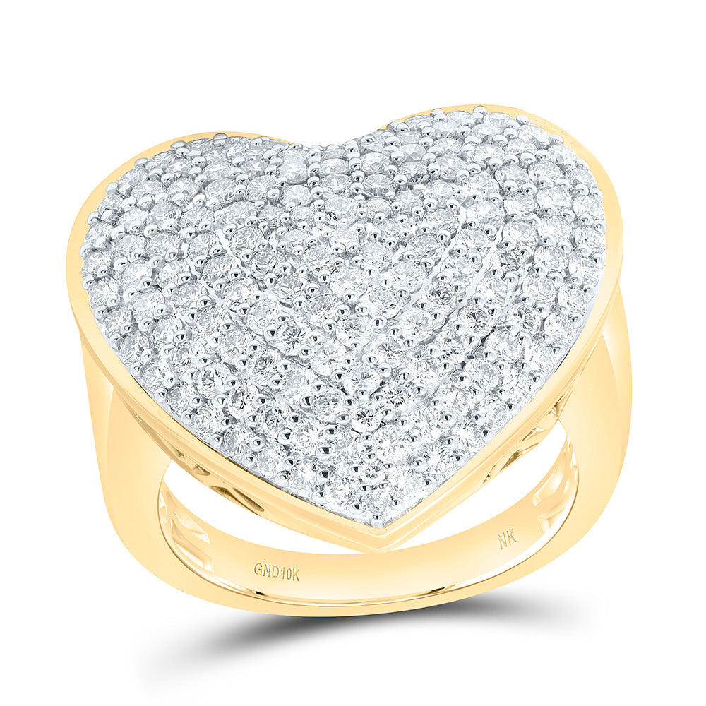 10K Or 14K Yellow Or White Gold 2Cttw Natural Diamond Fashion Heart Ring