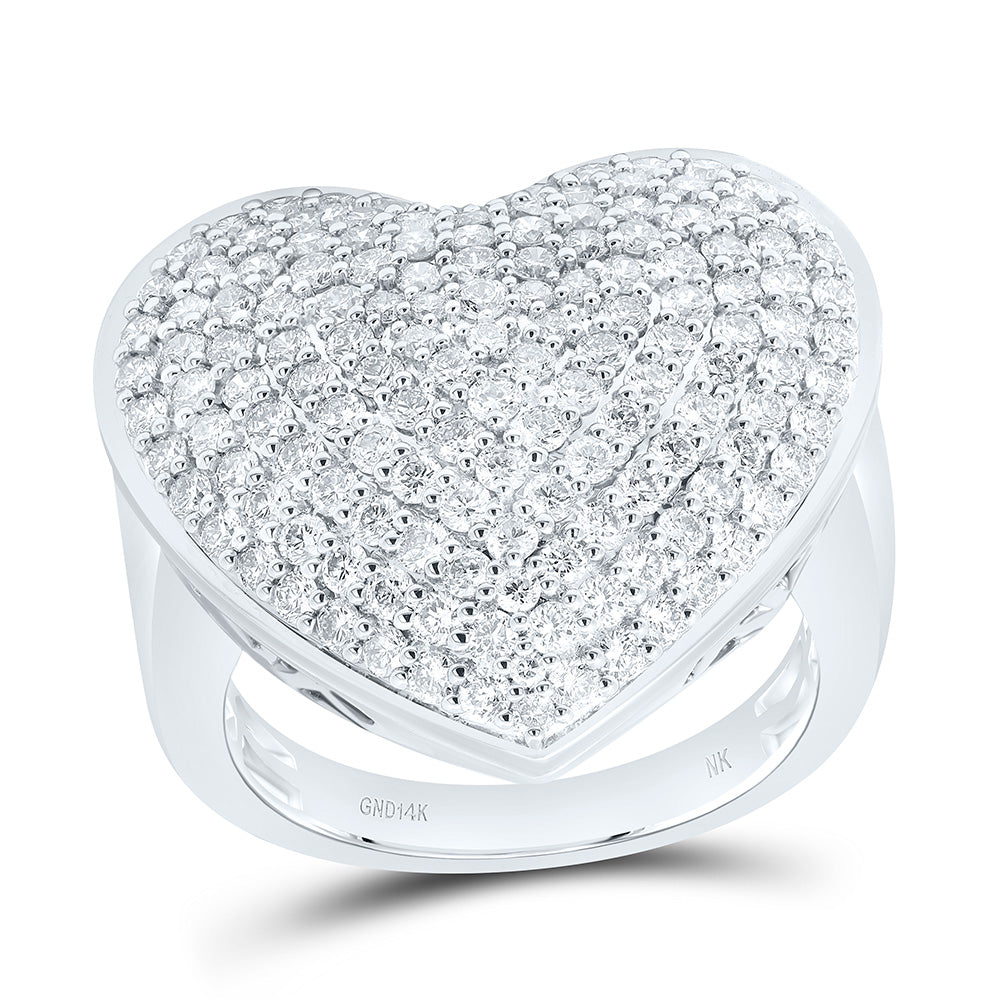 10K Or 14K Yellow Or White Gold 2Cttw Natural Diamond Fashion Heart Ring