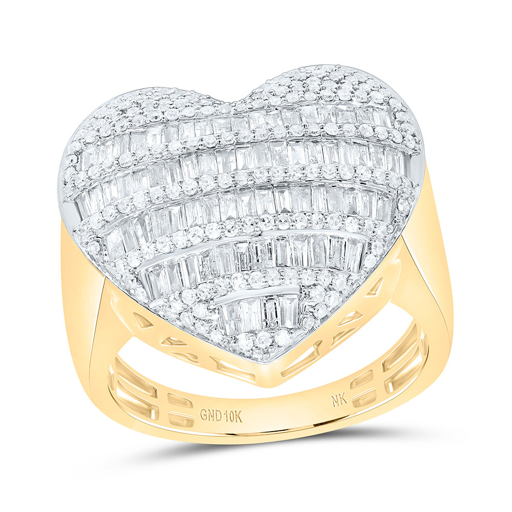 10K Or 14K Yellow Or White Gold 1Cttw Natural Diamond Fashion Heart Ring