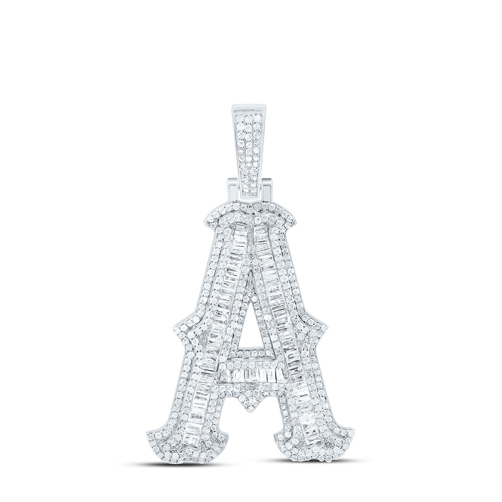 Sterling Silver Natural Diamond (35Mm) Initial Pendant