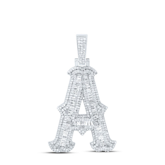 Sterling Silver Natural Diamond (35Mm) Initial Pendant