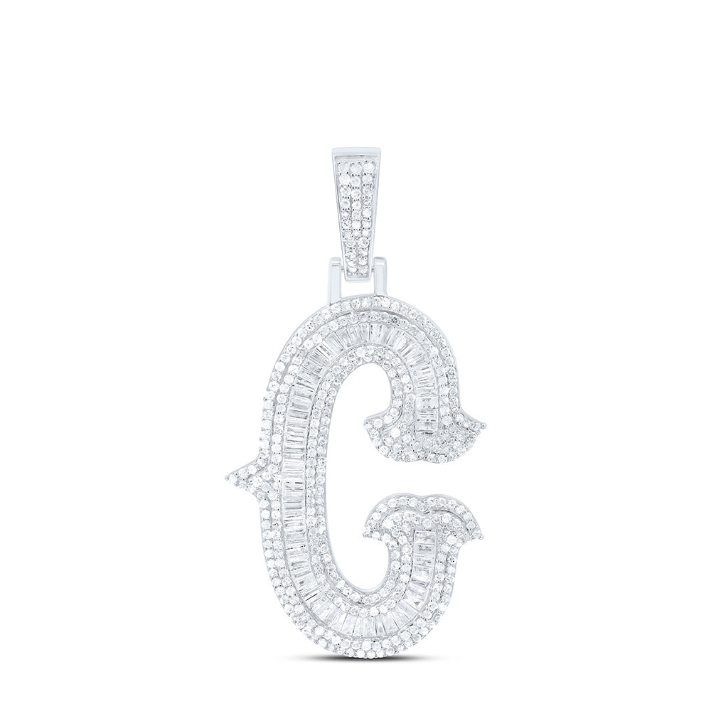 Sterling Silver Natural Diamond  (35Mm) Initial Pendant
