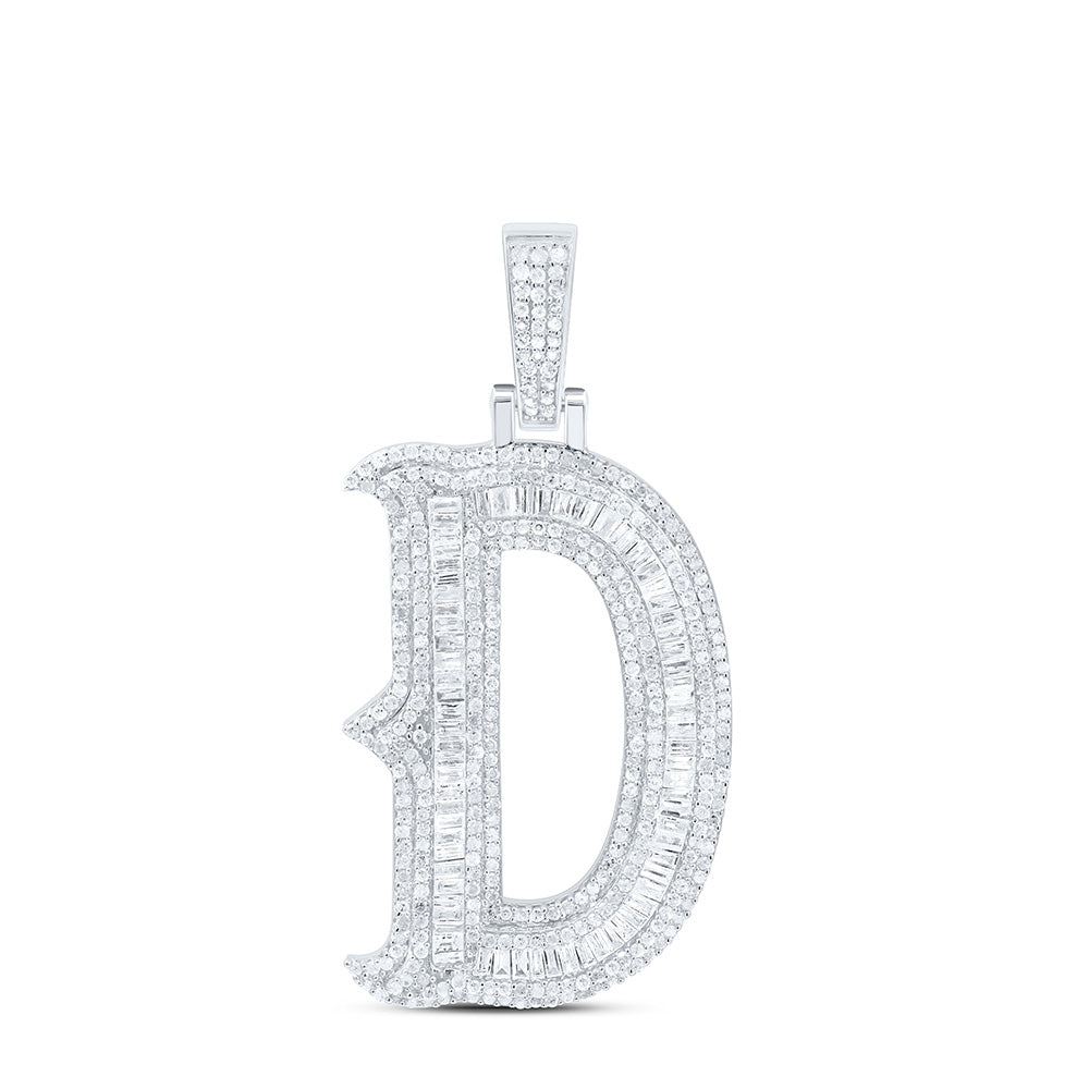 Sterling Silver Natural Diamond  (35Mm) Initial Pendant