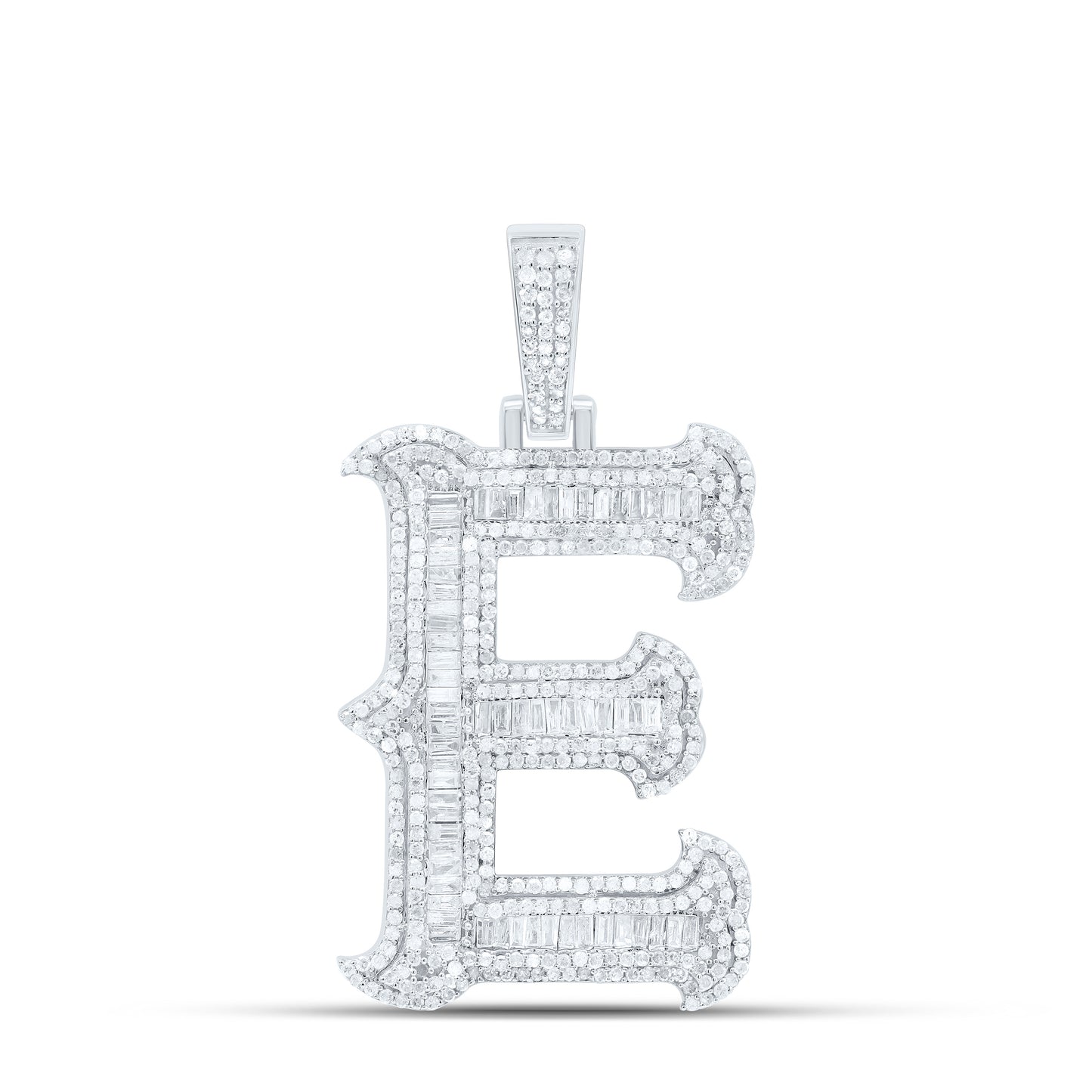 Sterling Silver Natural Diamond  (35Mm) Initial Pendant