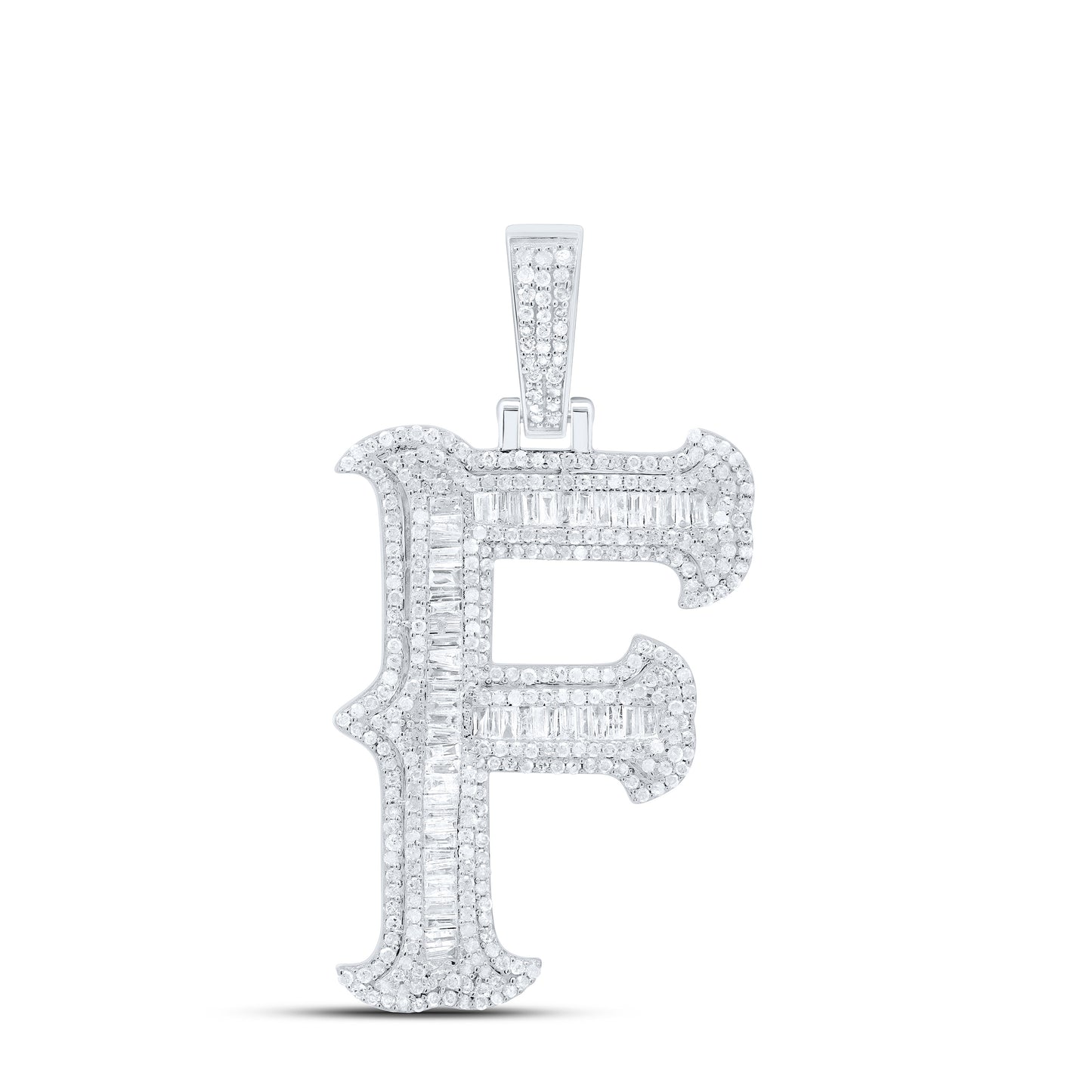Sterling Silver Natural Diamond  (35Mm) Initial Pendant
