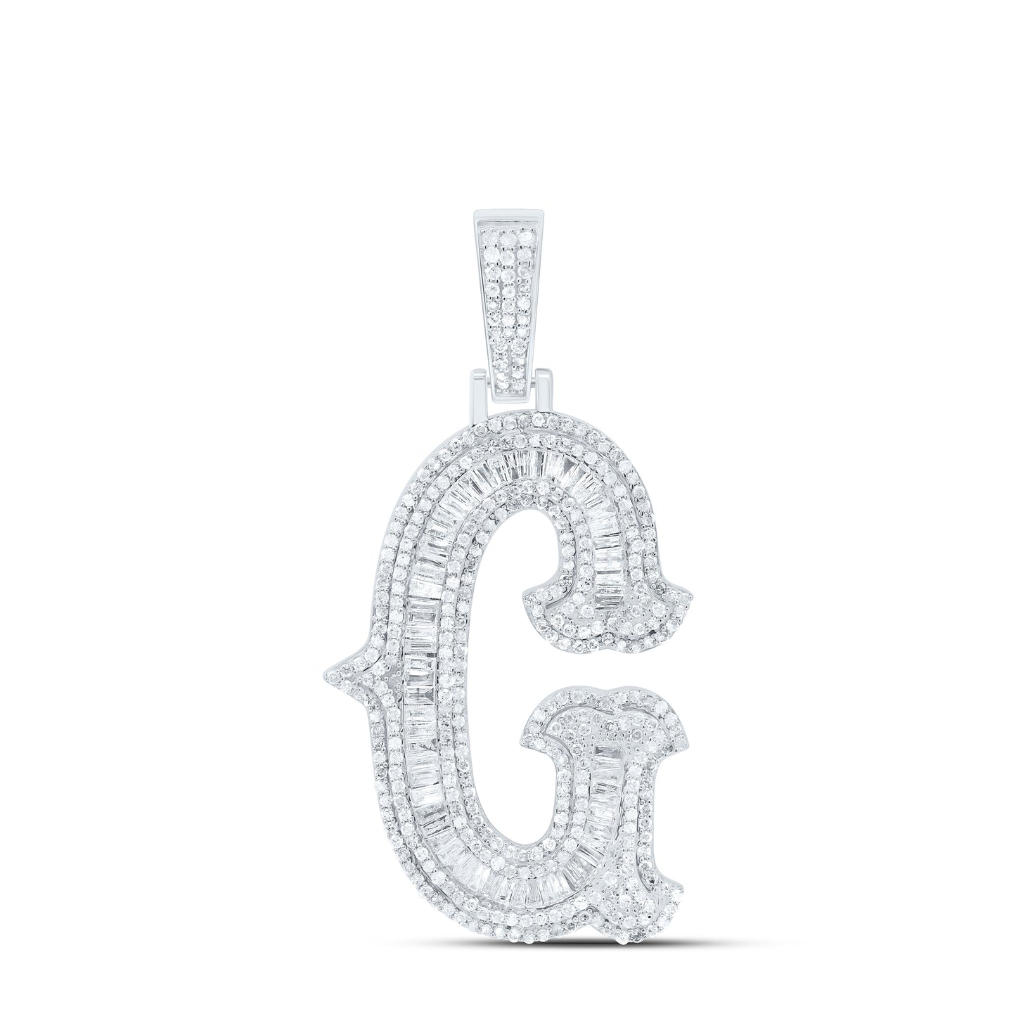 Sterling Silver Natural Diamond  (35Mm) Initial Pendant