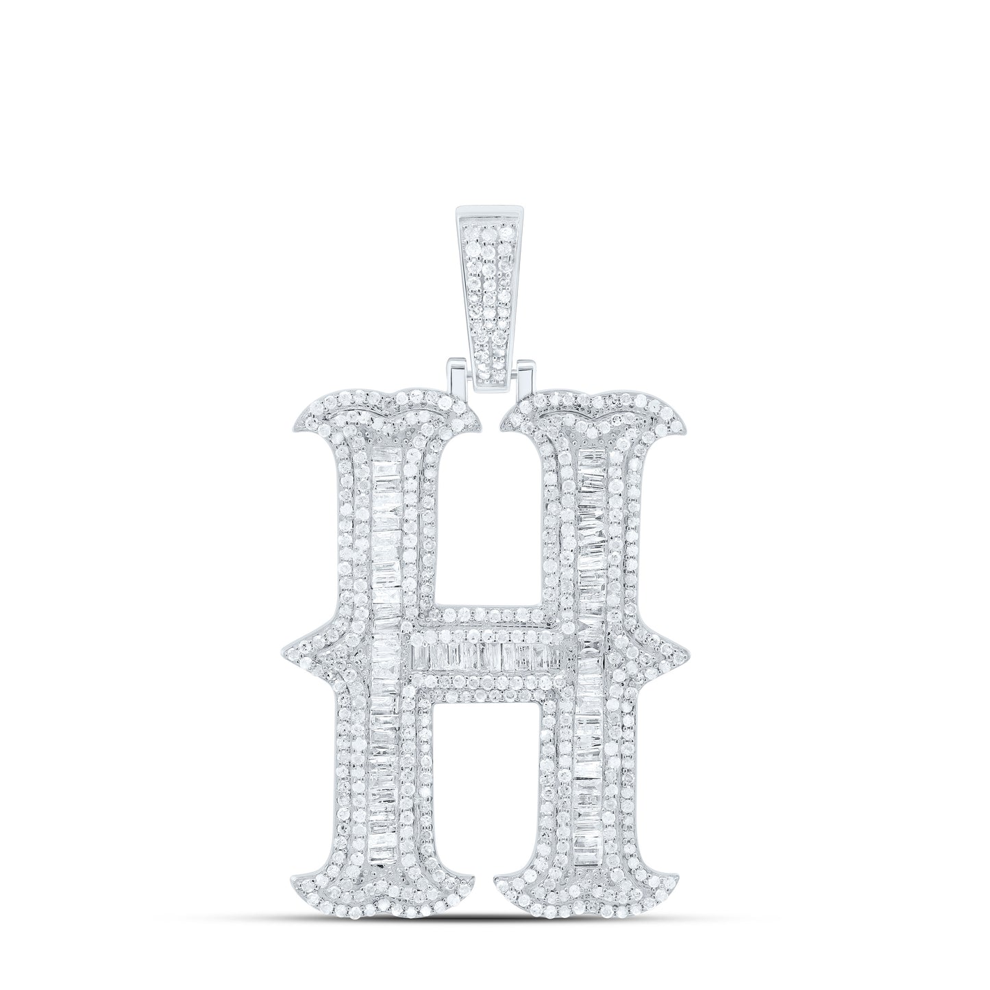 Sterling Silver Natural Diamond  (35Mm) Initial Pendant