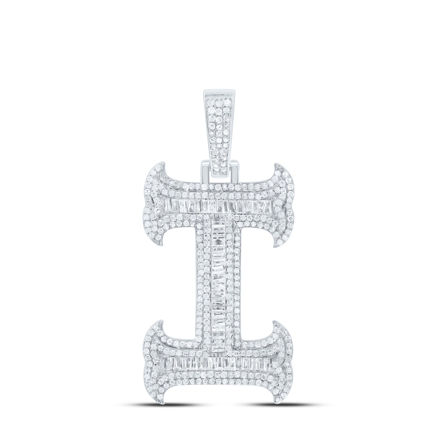 Sterling Silver Natural Diamond  (35Mm) Initial Pendant