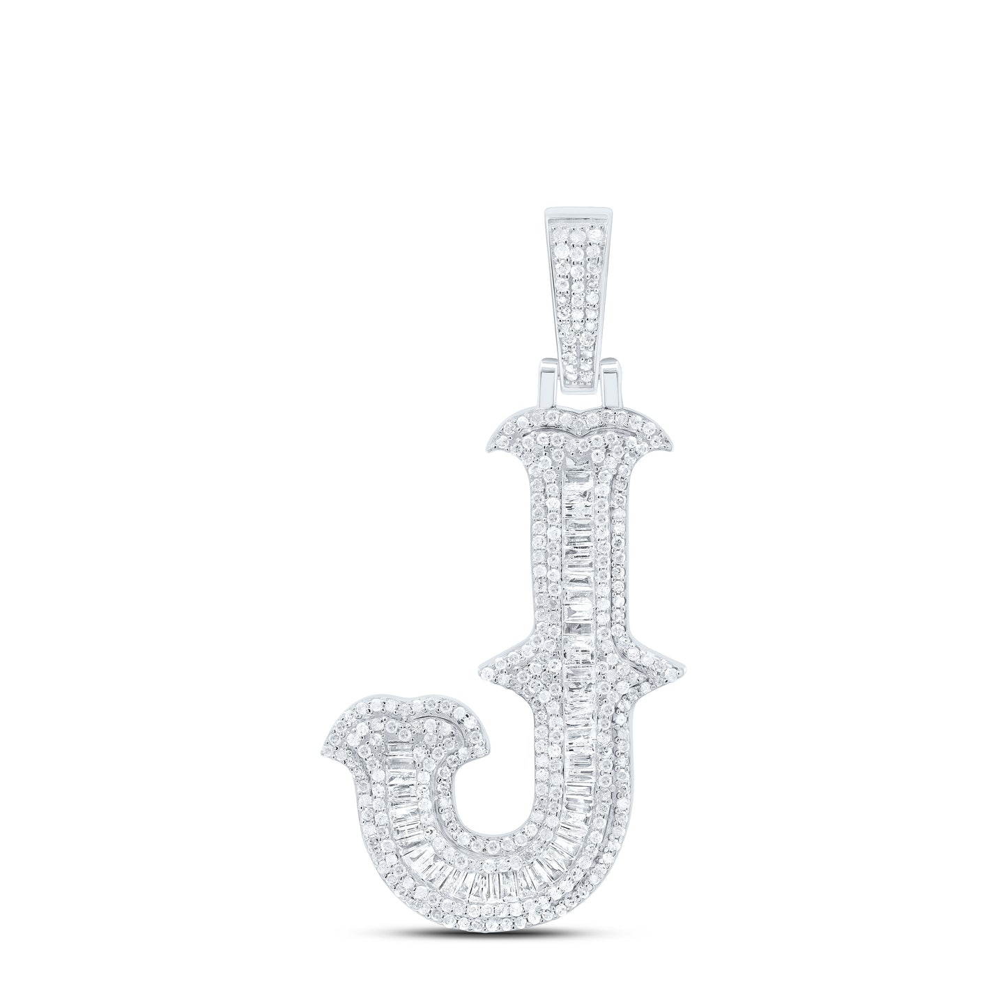 Sterling Silver Natural Diamond  (35Mm) Initial Pendant