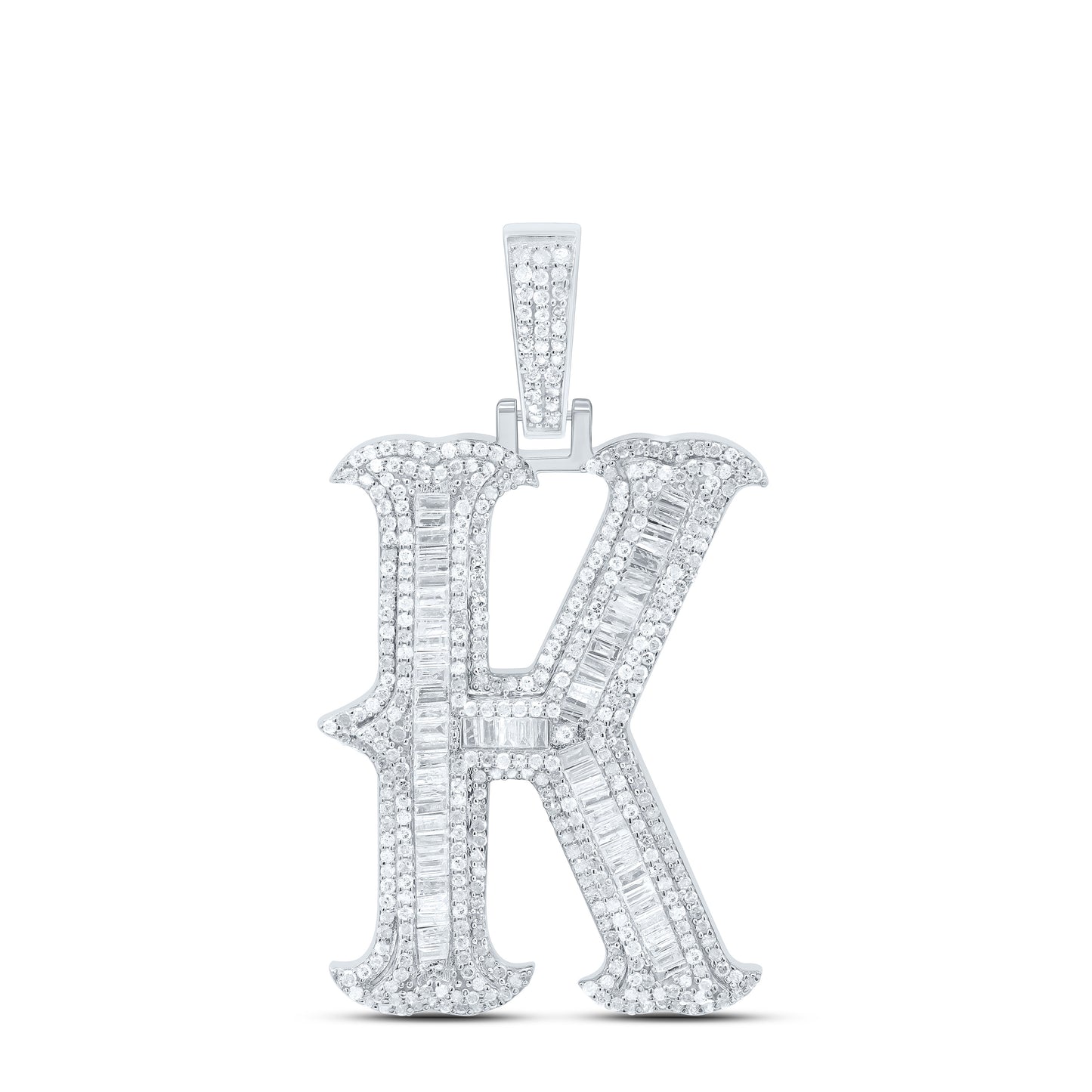 Sterling Silver Natural Diamond  (35Mm) Initial Pendant