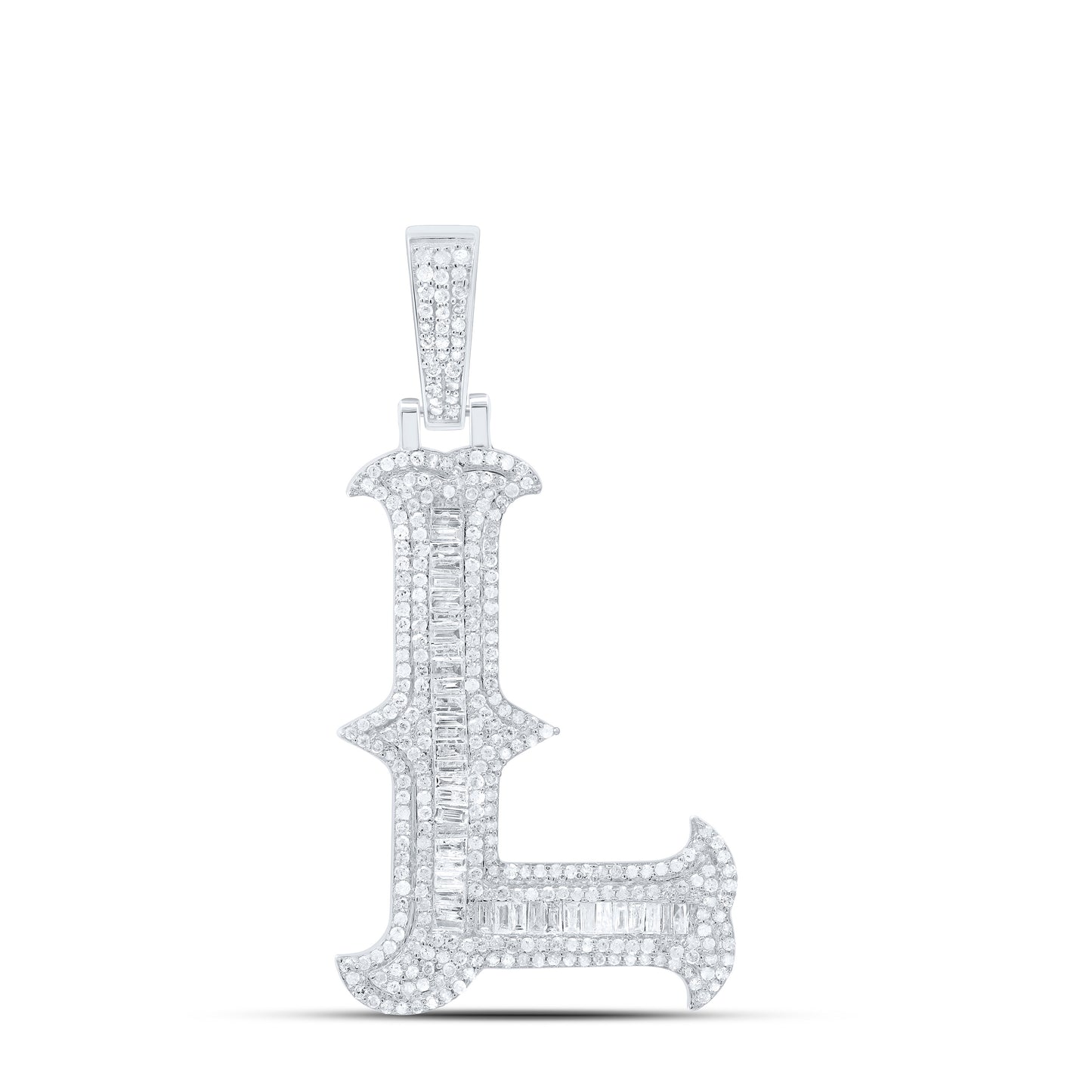 Sterling Silver Natural Diamond  (35Mm) Initial Pendant