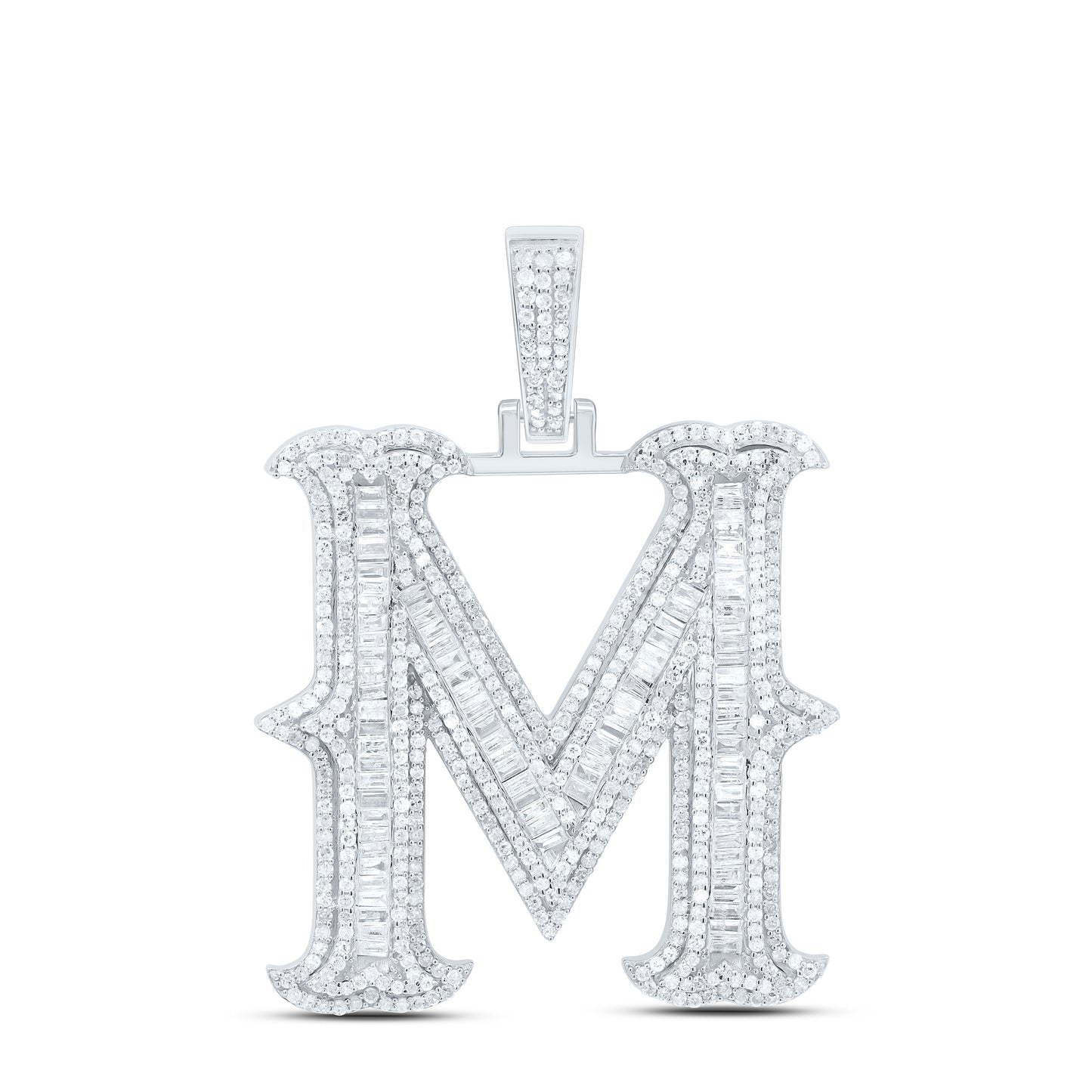 Sterling Silver Natural Diamond  (35Mm) Initial Pendant
